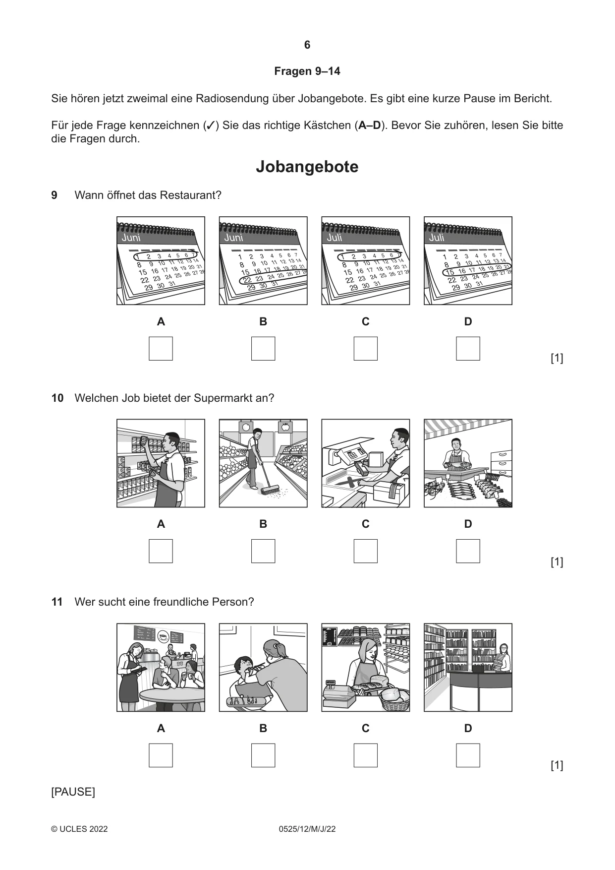 Cambridge IGCSE German - Foreign Language 0525 2022 May/June Paper 1 · Variant 2 question paper, page 6 of 16