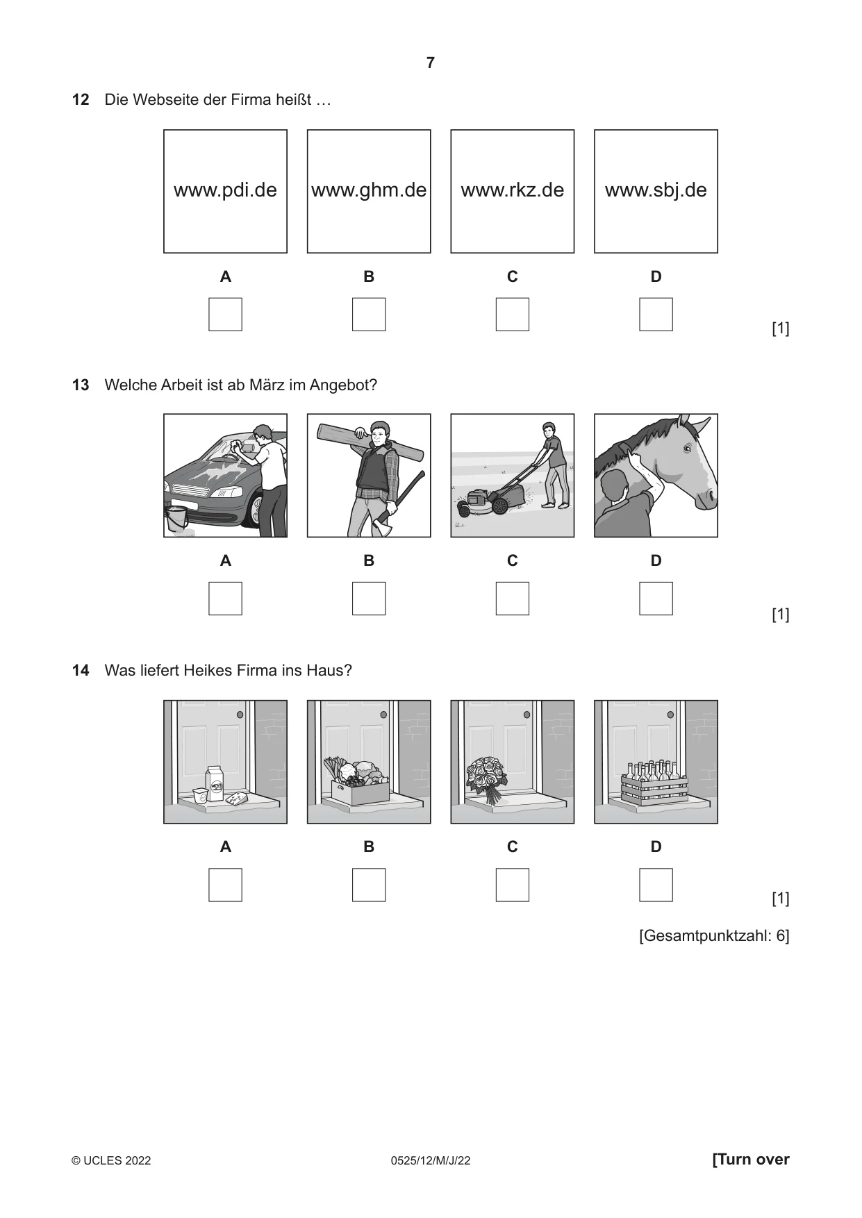 Cambridge IGCSE German - Foreign Language 0525 2022 May/June Paper 1 · Variant 2 question paper, page 7 of 16