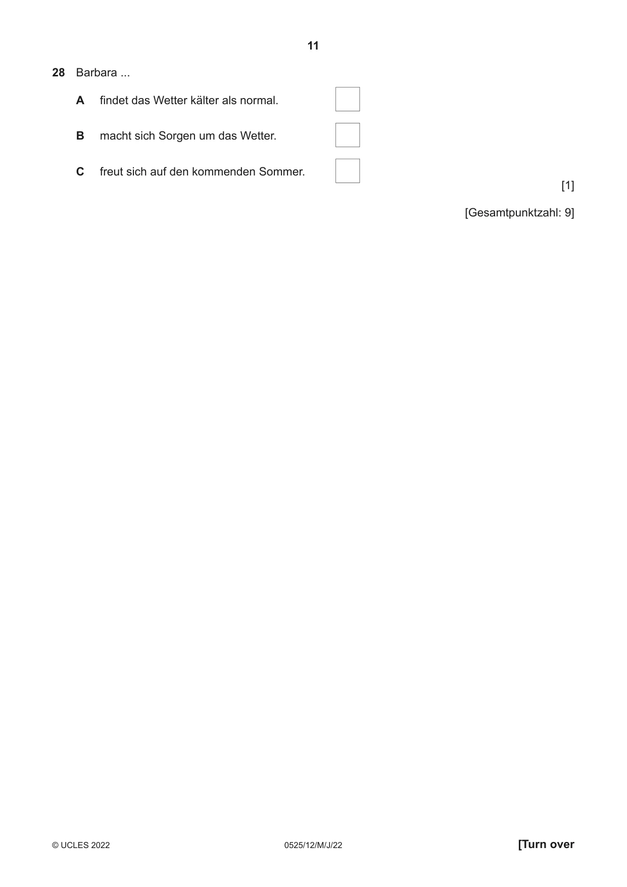 Cambridge IGCSE German - Foreign Language 0525 2022 May/June Paper 1 · Variant 2 question paper, page 11 of 16