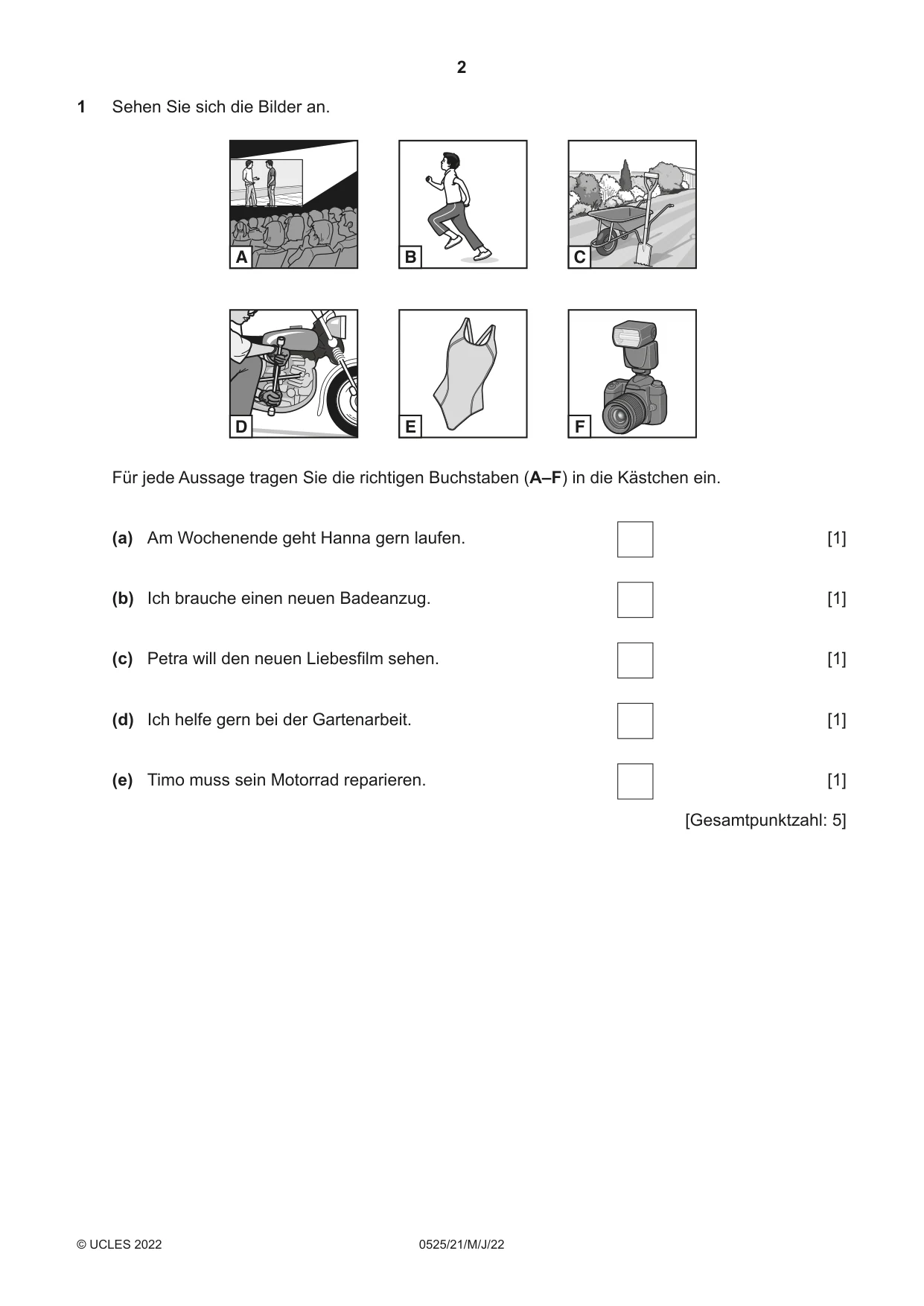 Cambridge IGCSE German - Foreign Language 0525 2022 May/June Paper 2 · Variant 1 question paper, page 2 of 12