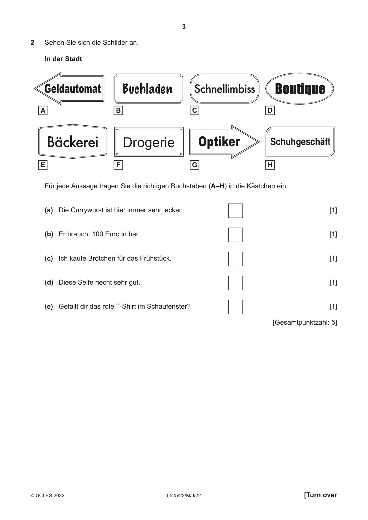Cambridge IGCSE German - Foreign Language 0525 2022 May/June Paper 2 · Variant 2 question paper, page 3 of 12