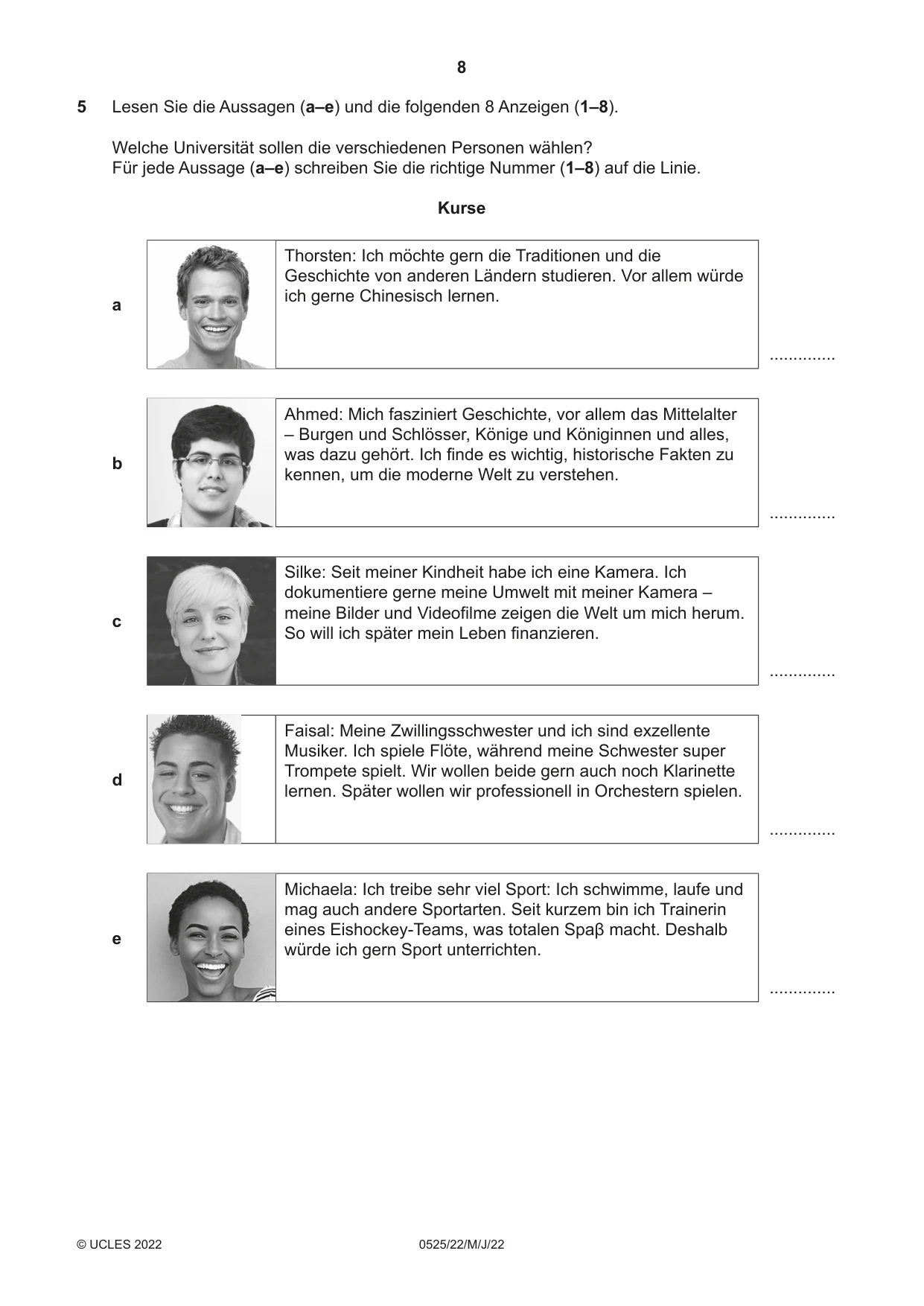 Cambridge IGCSE German - Foreign Language 0525 2022 May/June Paper 2 · Variant 2 question paper, page 8 of 12