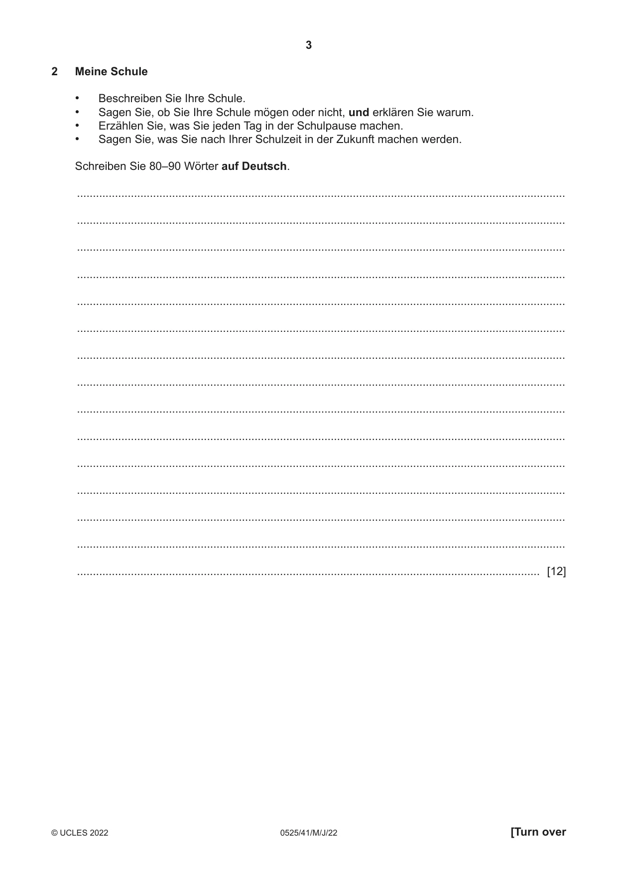 Cambridge IGCSE German - Foreign Language 0525 2022 May/June Paper 4 · Variant 1 question paper, page 3 of 8