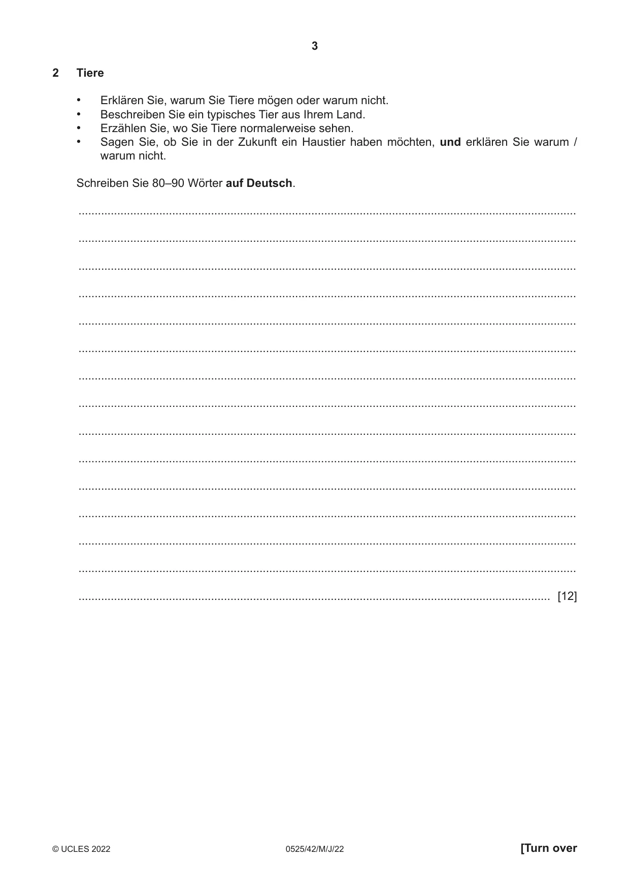Cambridge IGCSE German - Foreign Language 0525 2022 May/June Paper 4 · Variant 2 question paper, page 3 of 8