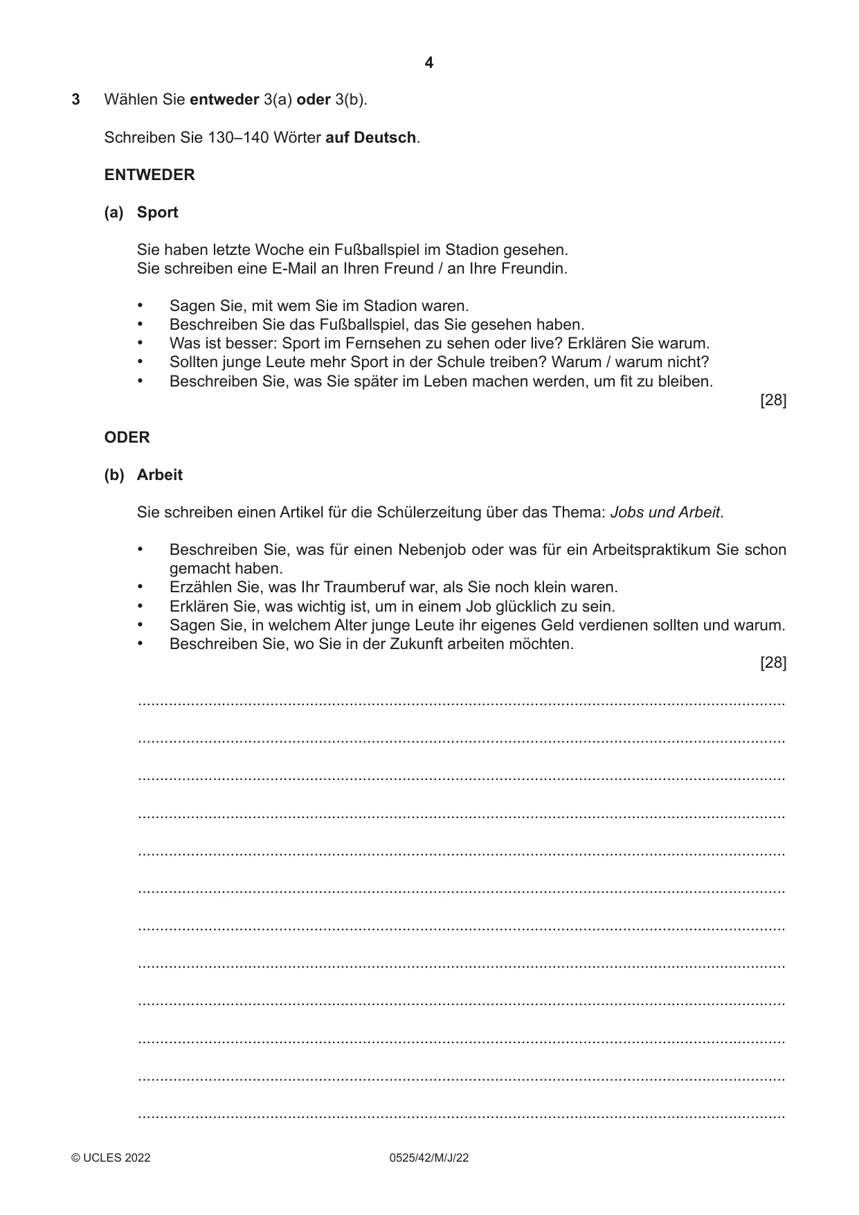 Cambridge IGCSE German - Foreign Language 0525 2022 May/June Paper 4 · Variant 2 question paper, page 4 of 8