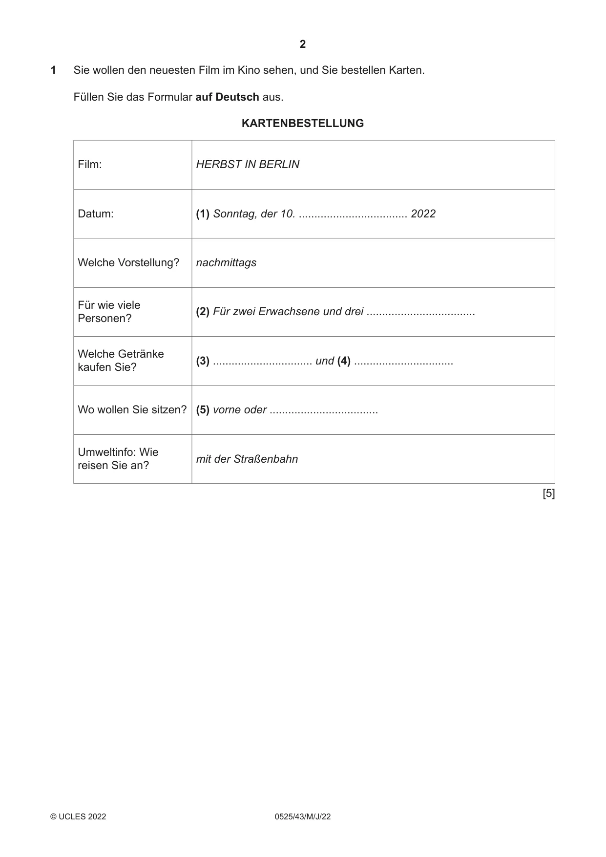 Cambridge IGCSE German - Foreign Language 0525 2022 May/June Paper 4 · Variant 3 question paper, page 2 of 8