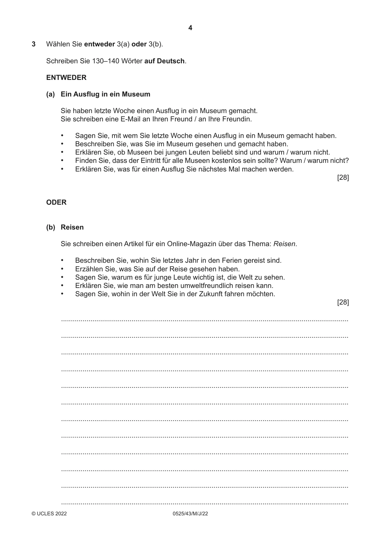 Cambridge IGCSE German - Foreign Language 0525 2022 May/June Paper 4 · Variant 3 question paper, page 4 of 8