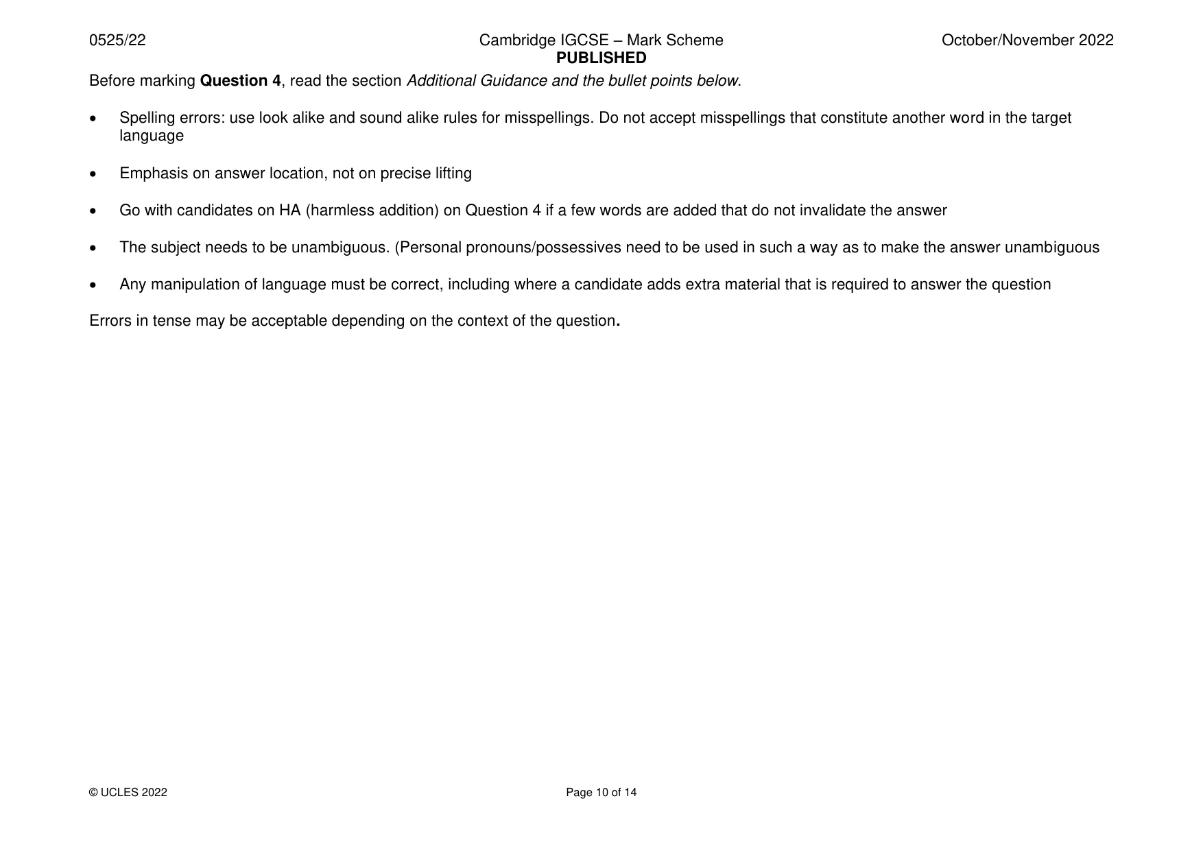 Mark scheme, page 10 of 14