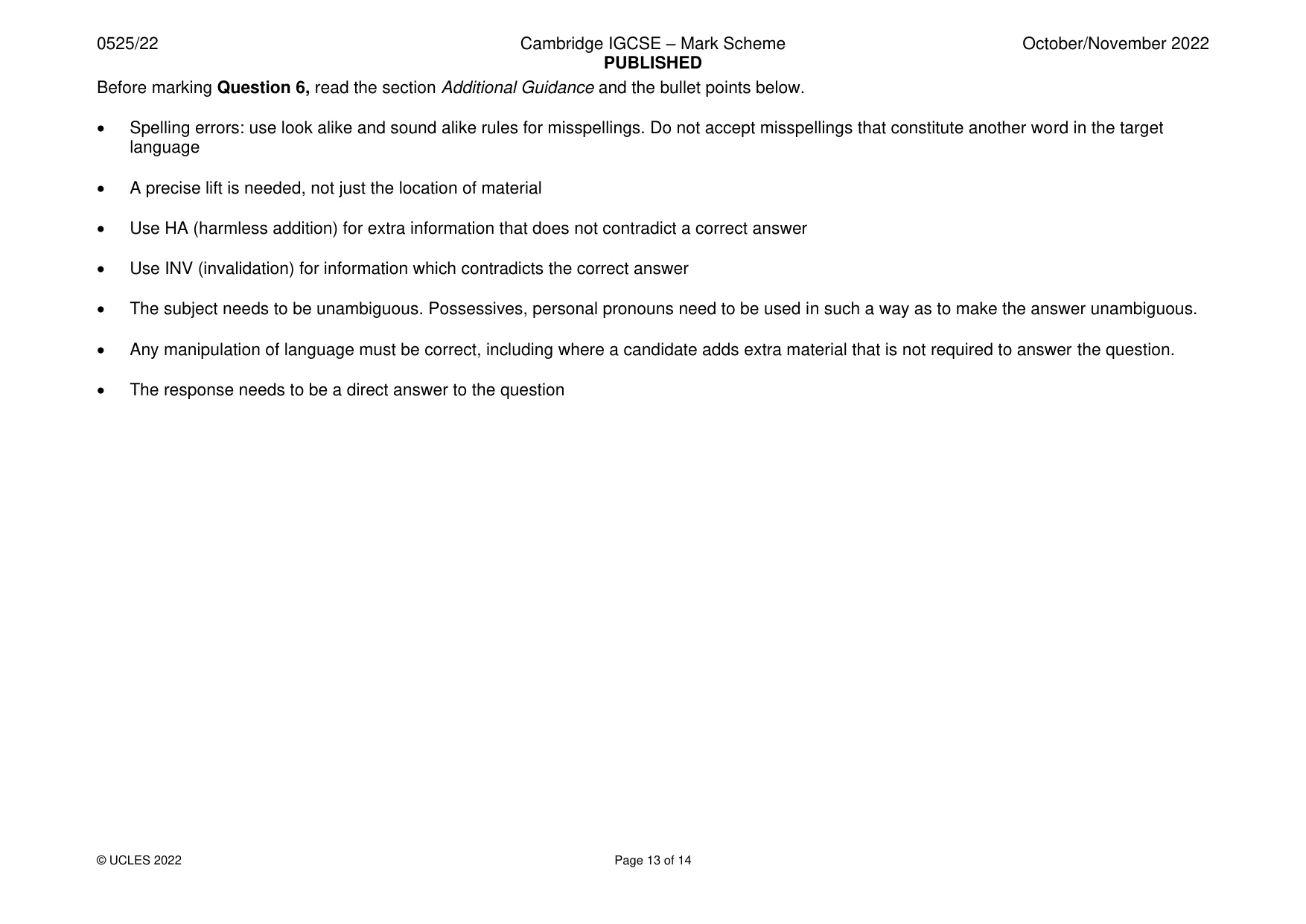 Mark scheme, page 13 of 14