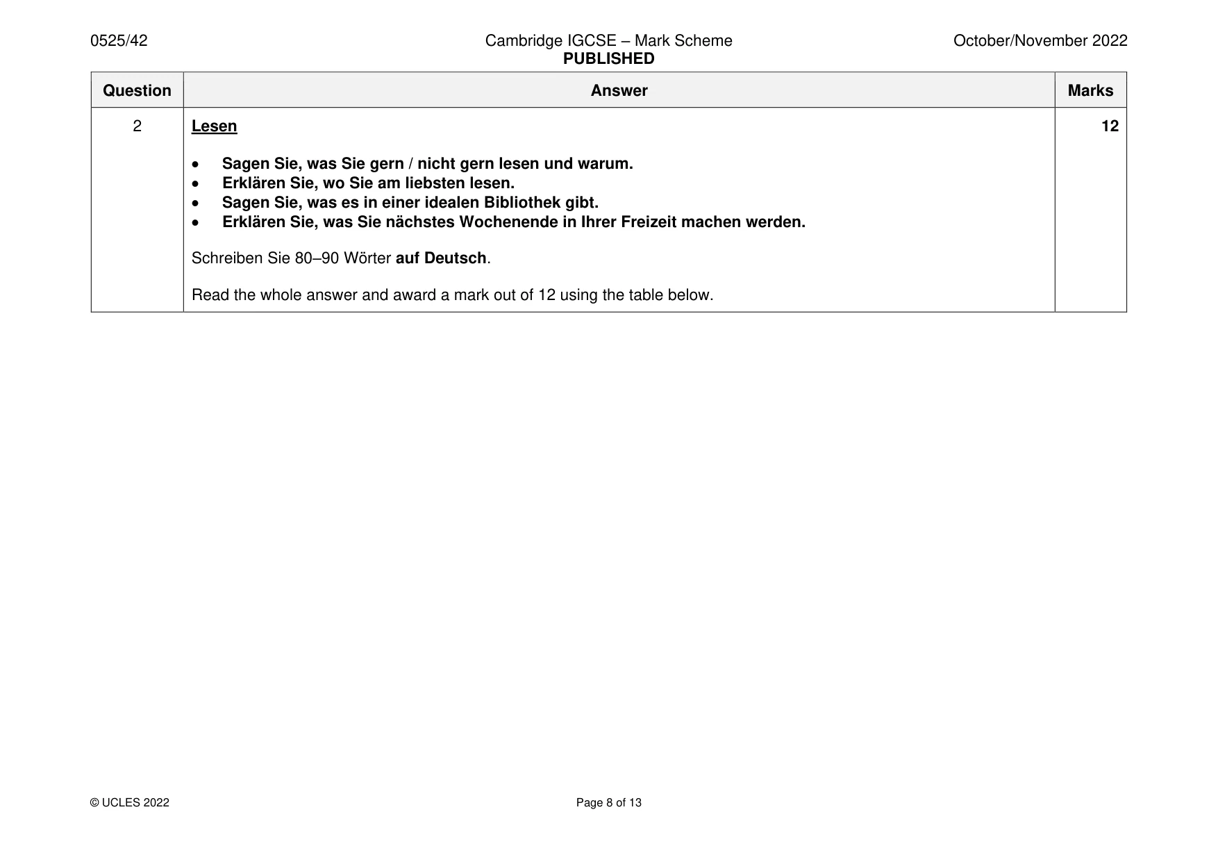 Mark scheme, page 8 of 13