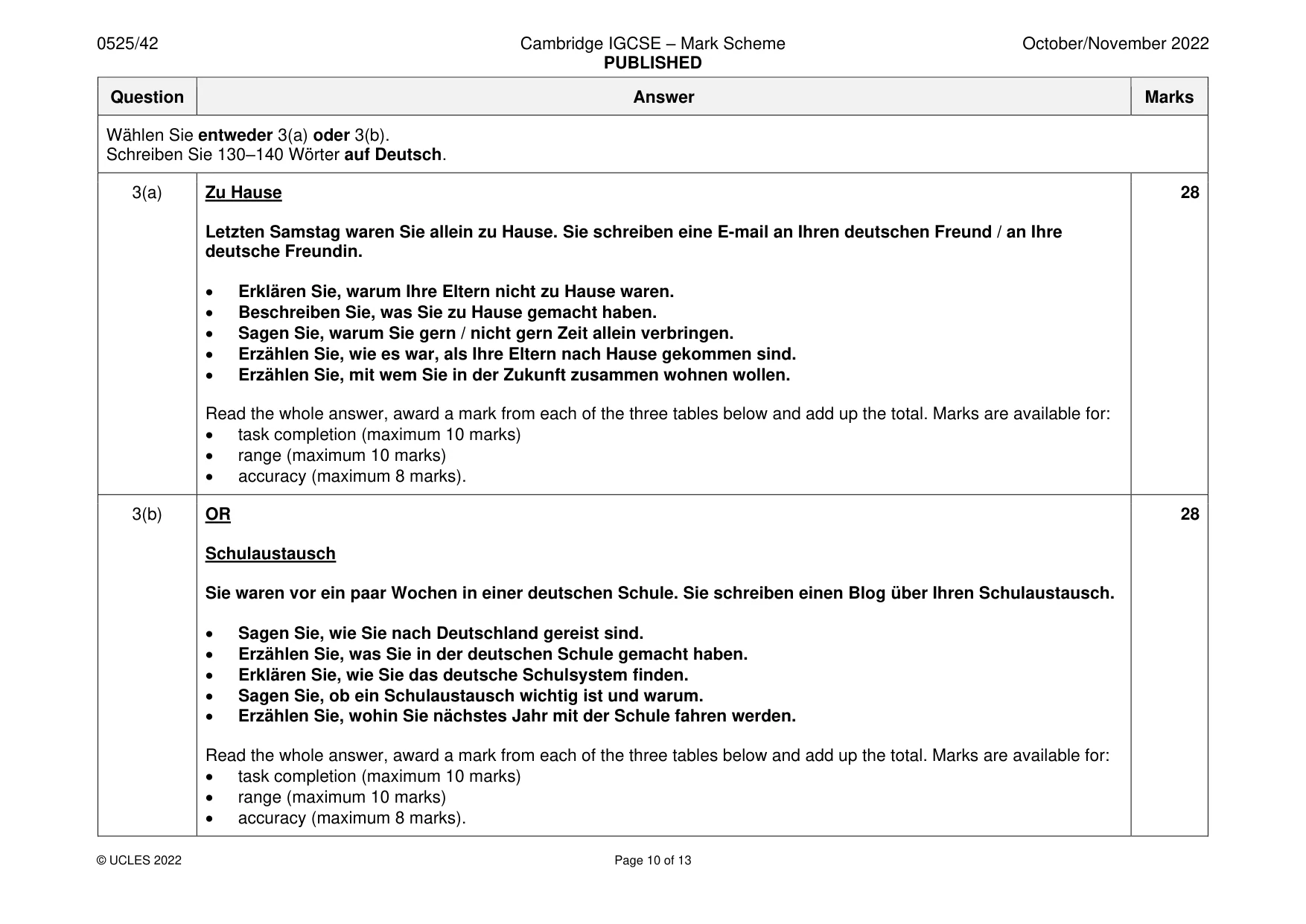 Mark scheme, page 10 of 13
