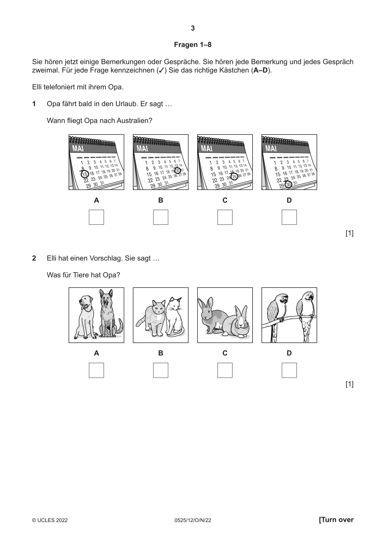 Cambridge IGCSE German - Foreign Language 0525 2022 Oct/Nov Paper 1 · Variant 2 question paper, page 3 of 16