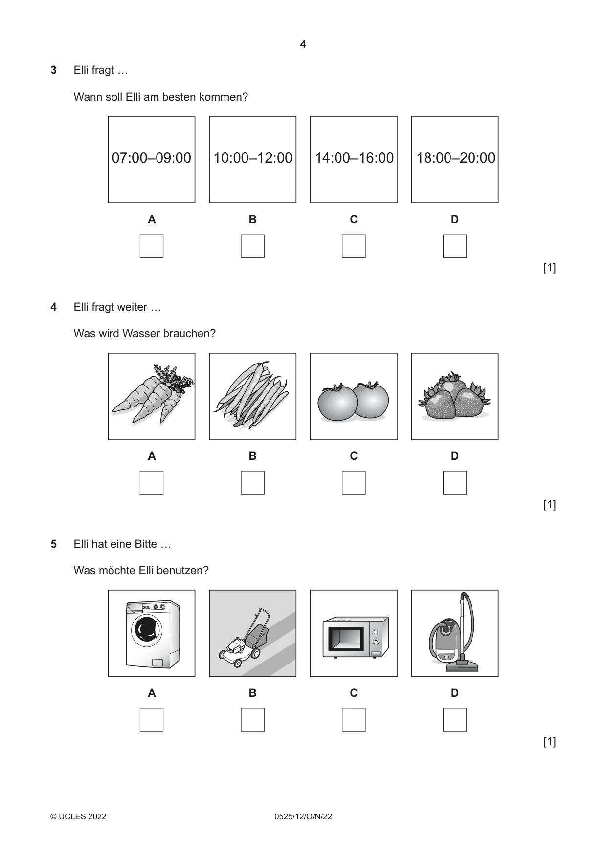 Cambridge IGCSE German - Foreign Language 0525 2022 Oct/Nov Paper 1 · Variant 2 question paper, page 4 of 16