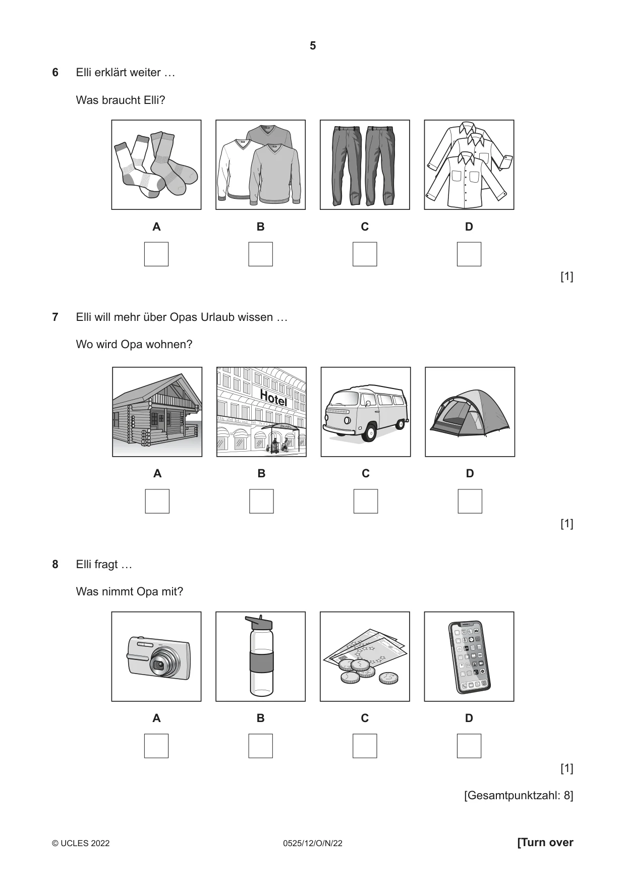 Cambridge IGCSE German - Foreign Language 0525 2022 Oct/Nov Paper 1 · Variant 2 question paper, page 5 of 16