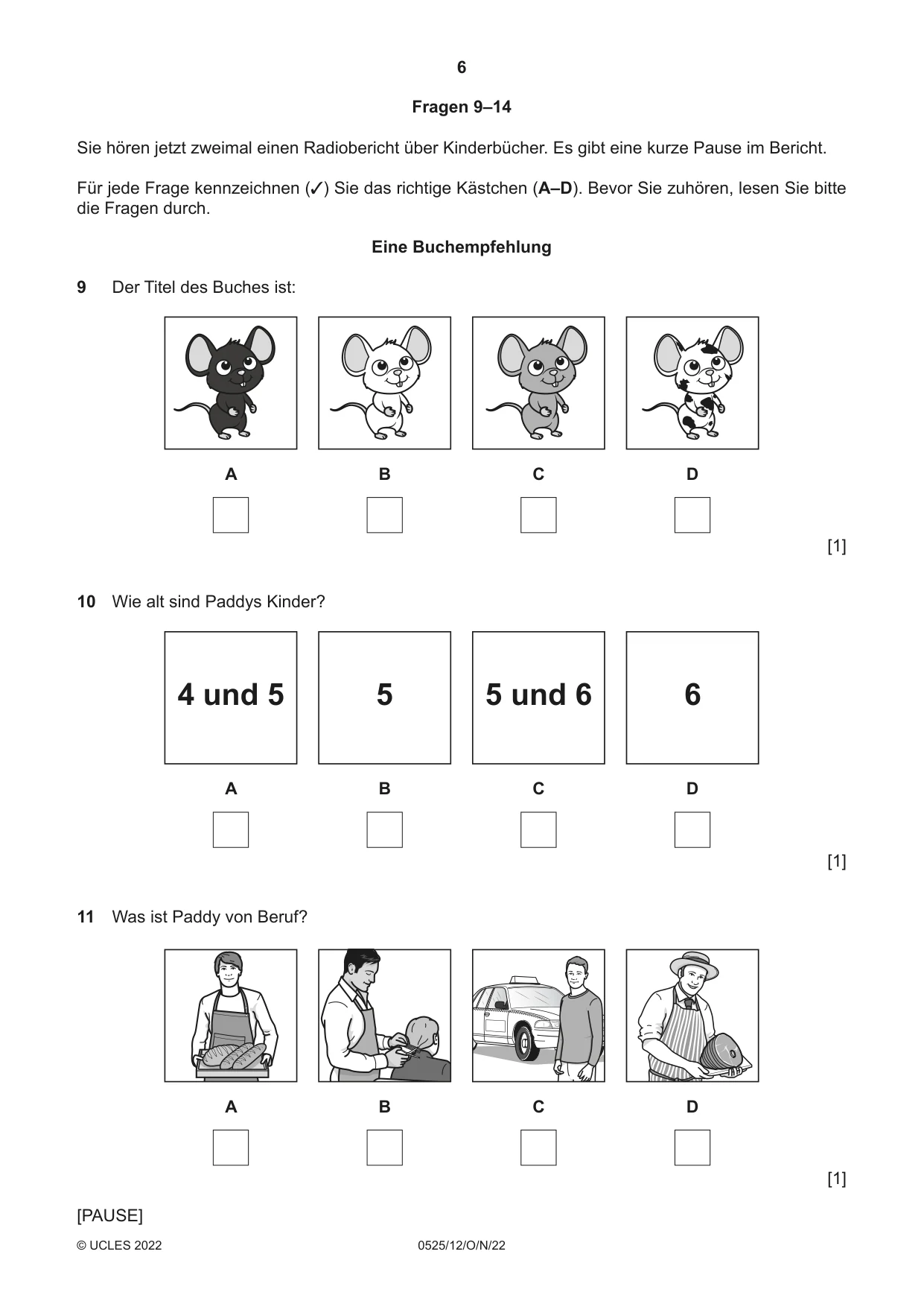 Cambridge IGCSE German - Foreign Language 0525 2022 Oct/Nov Paper 1 · Variant 2 question paper, page 6 of 16