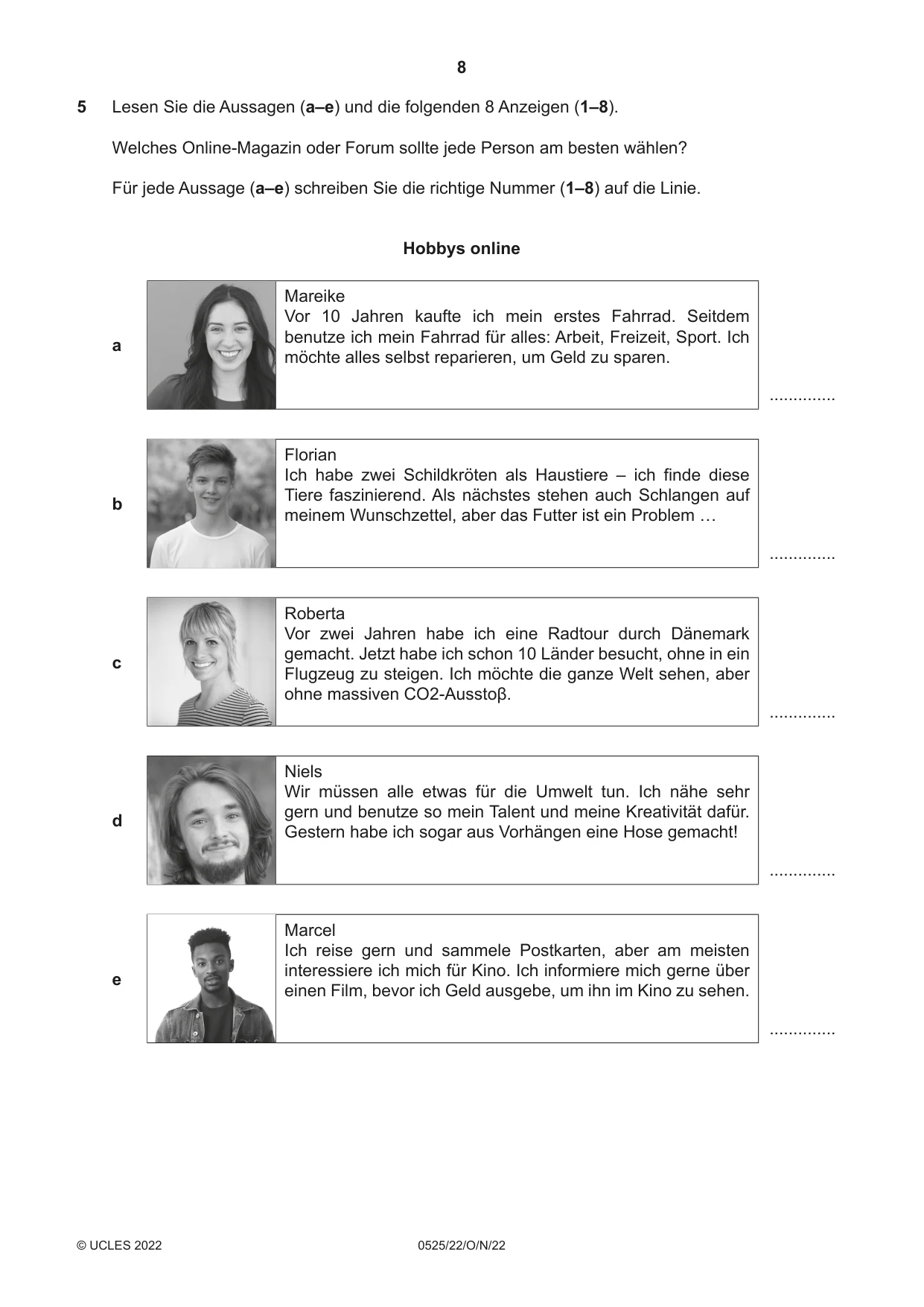Cambridge IGCSE German - Foreign Language 0525 2022 Oct/Nov Paper 2 · Variant 2 question paper, page 8 of 12