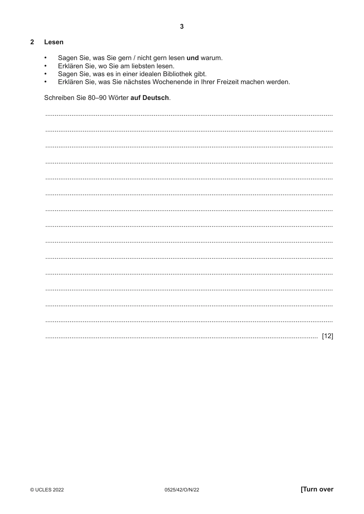 Cambridge IGCSE German - Foreign Language 0525 2022 Oct/Nov Paper 4 · Variant 2 question paper, page 3 of 8