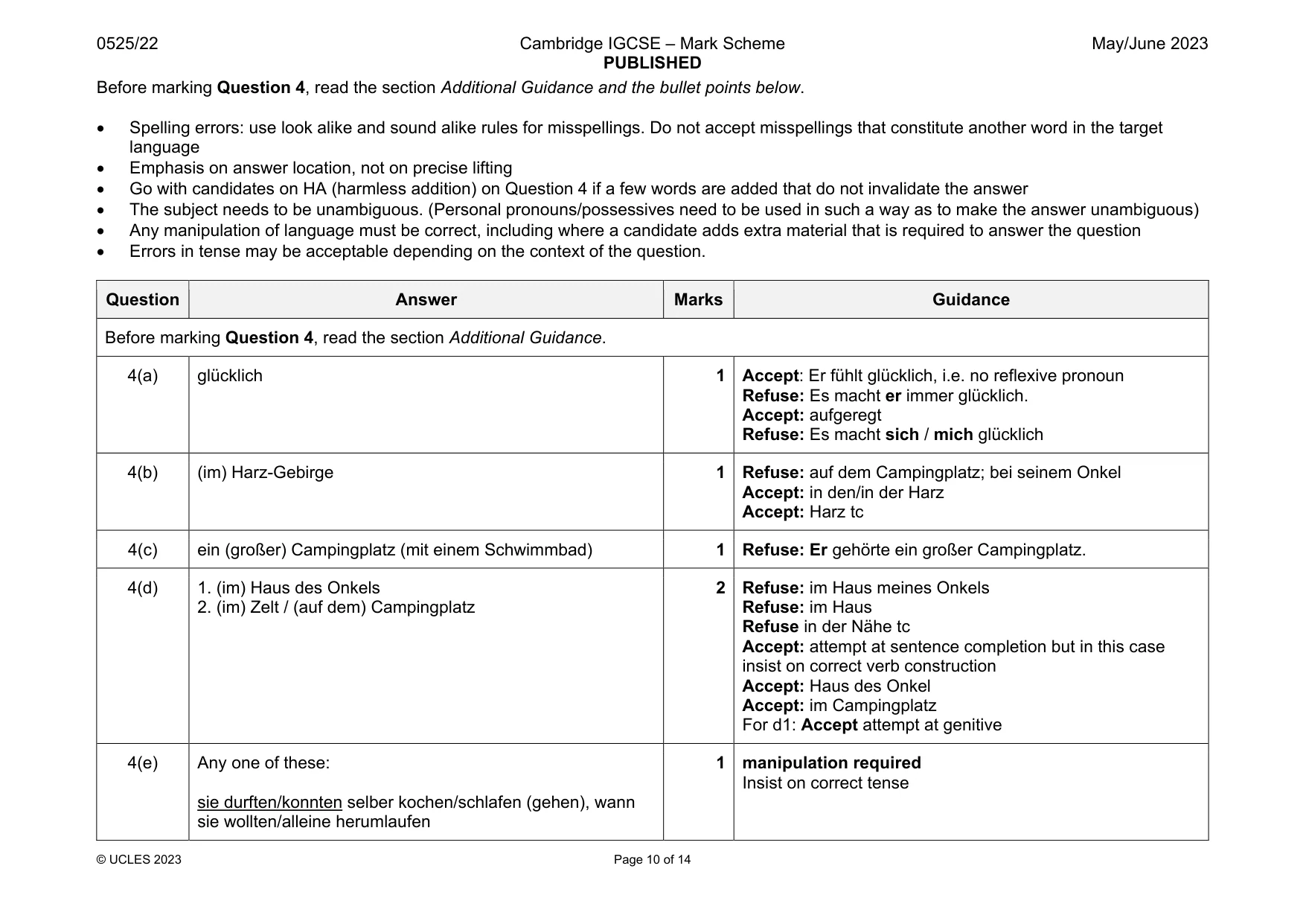 Mark scheme, page 10 of 14