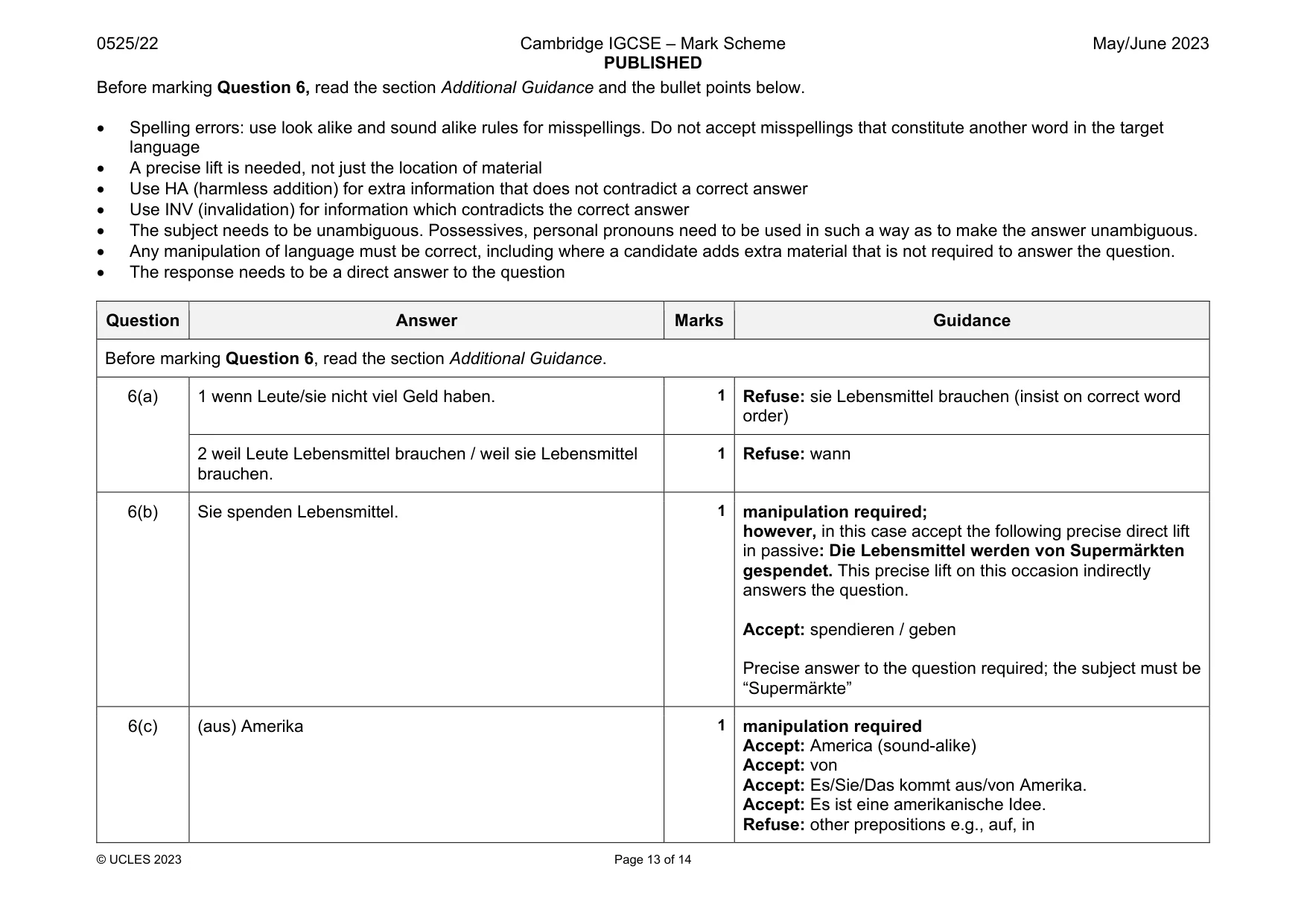 Mark scheme, page 13 of 14