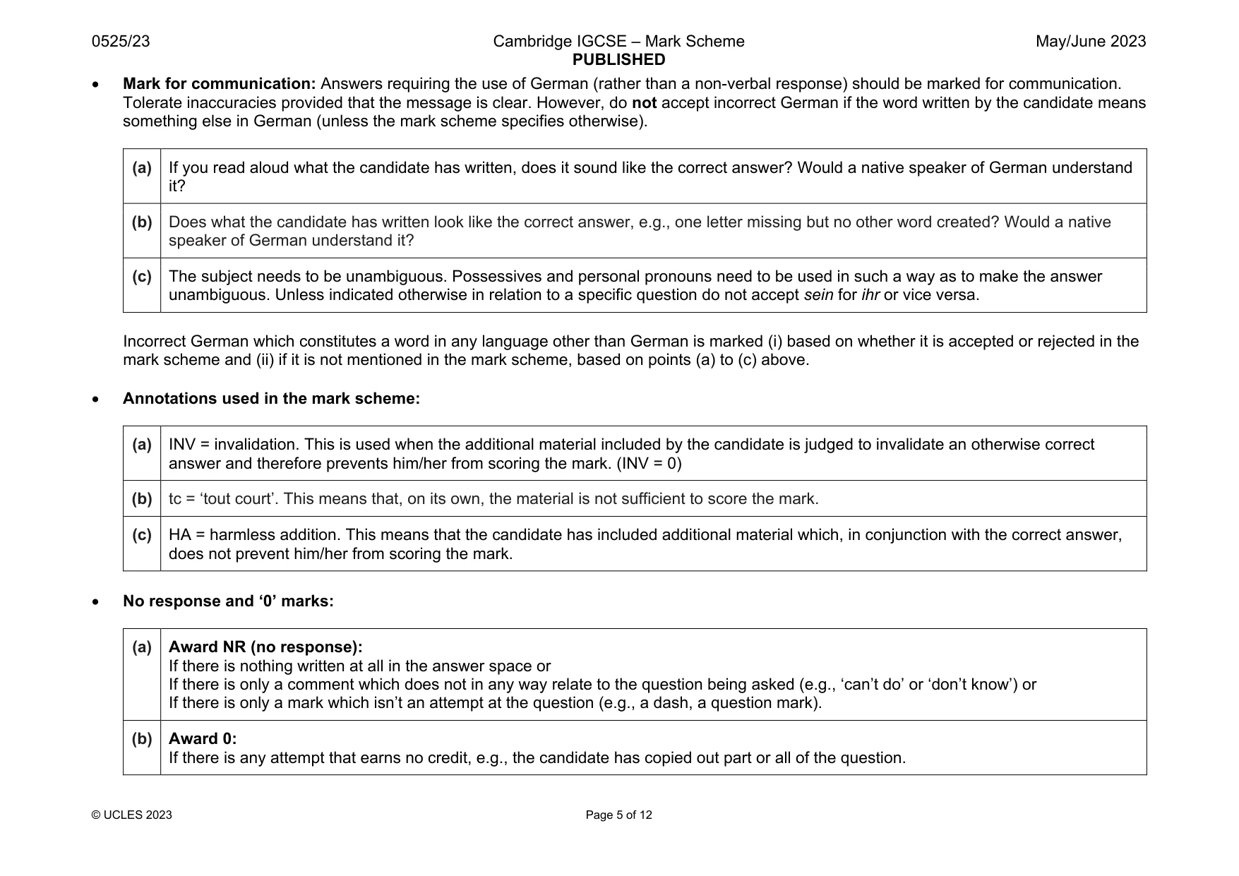 Mark scheme, page 5 of 12