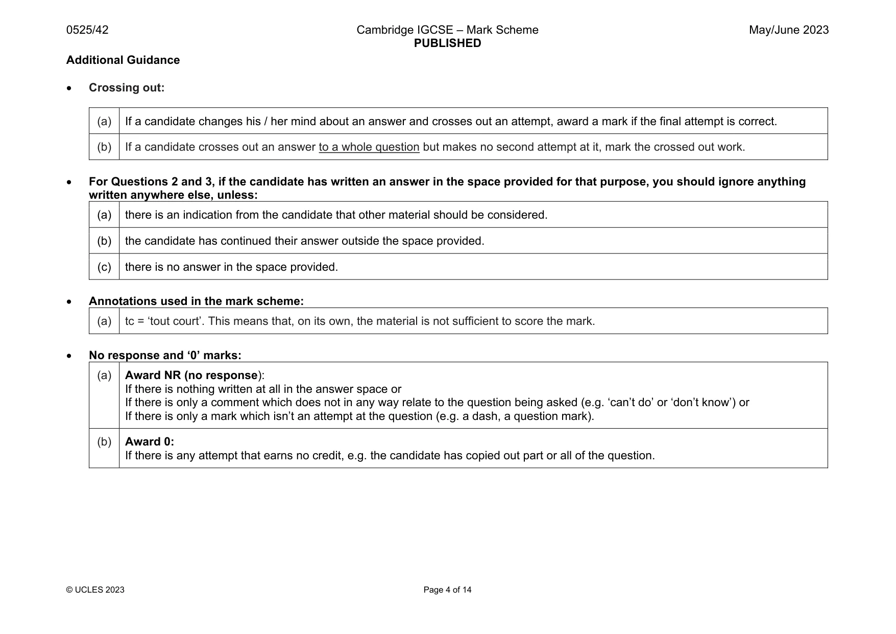 Mark scheme, page 4 of 14