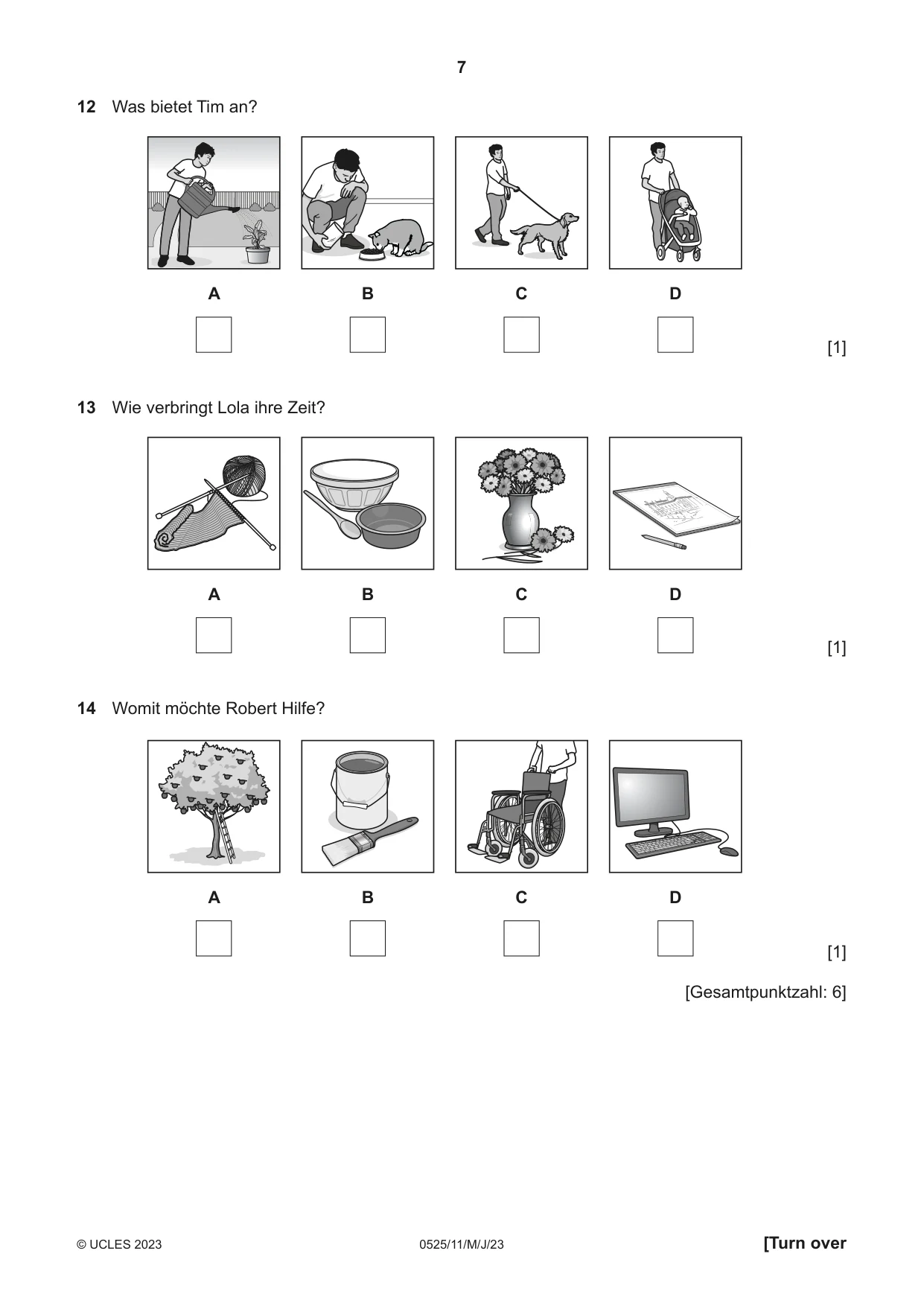 Cambridge IGCSE German - Foreign Language 0525 2023 May/June Paper 1 · Variant 1 question paper, page 7 of 16
