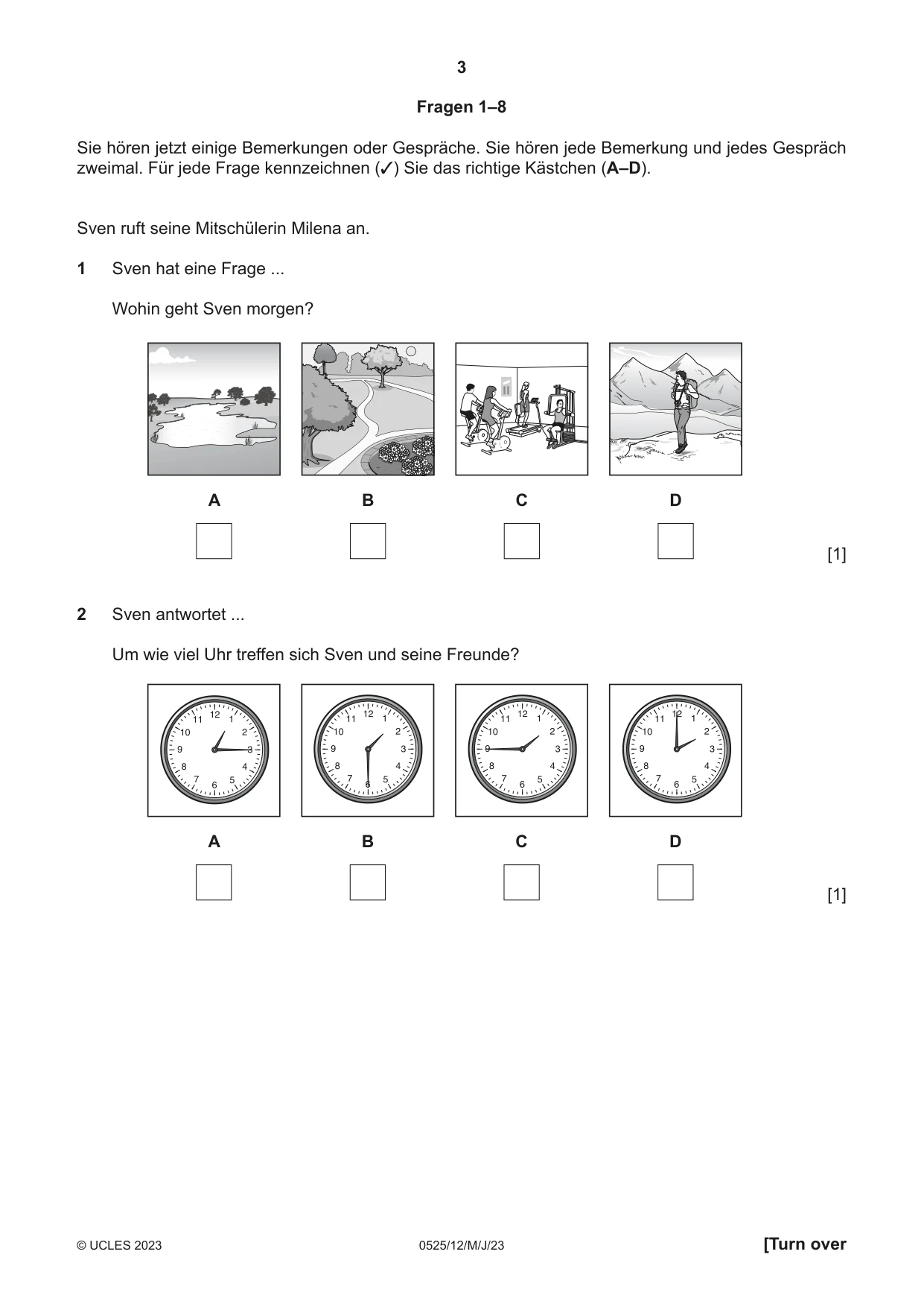 Cambridge IGCSE German - Foreign Language 0525 2023 May/June Paper 1 · Variant 2 question paper, page 3 of 16