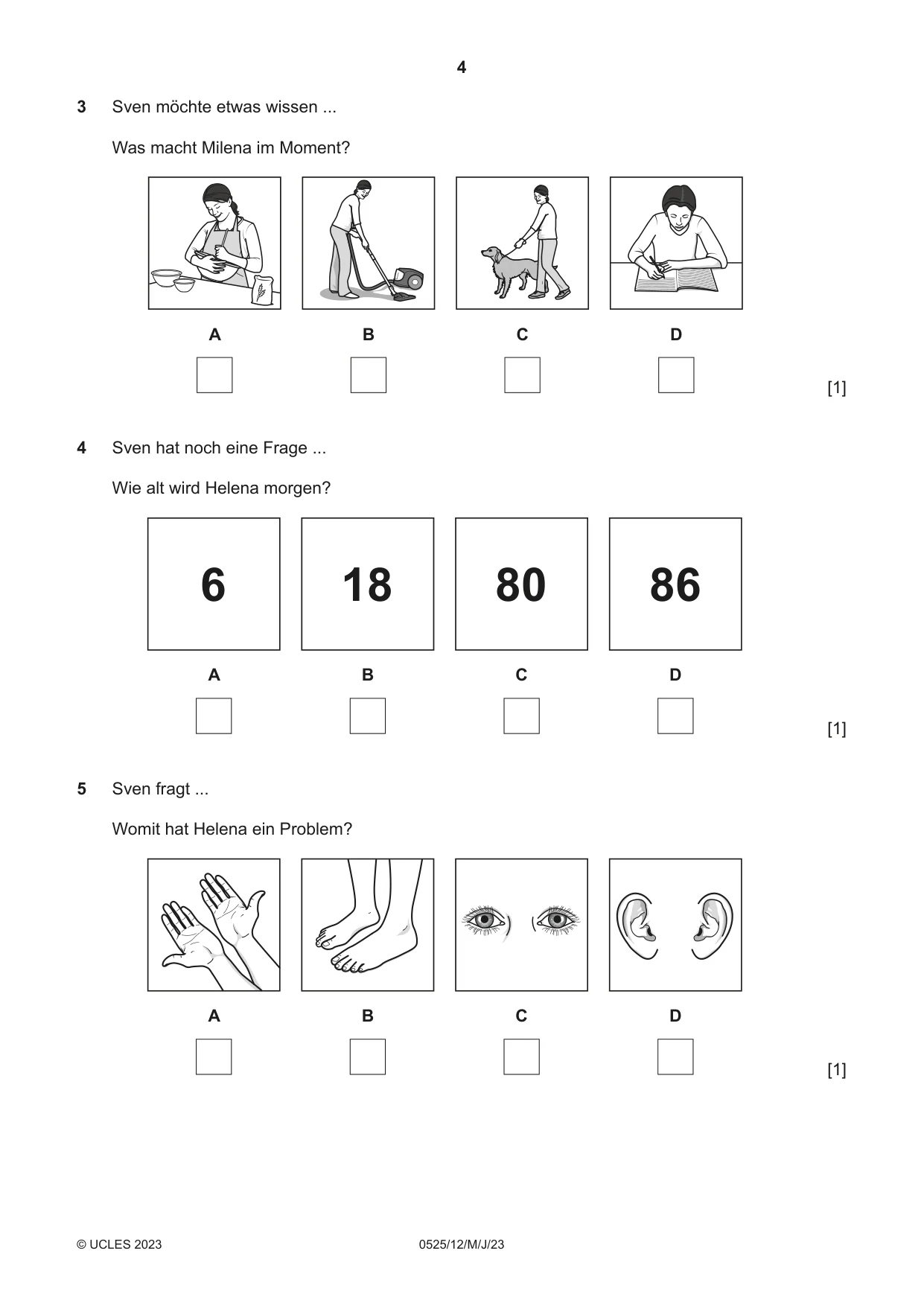 Cambridge IGCSE German - Foreign Language 0525 2023 May/June Paper 1 · Variant 2 question paper, page 4 of 16