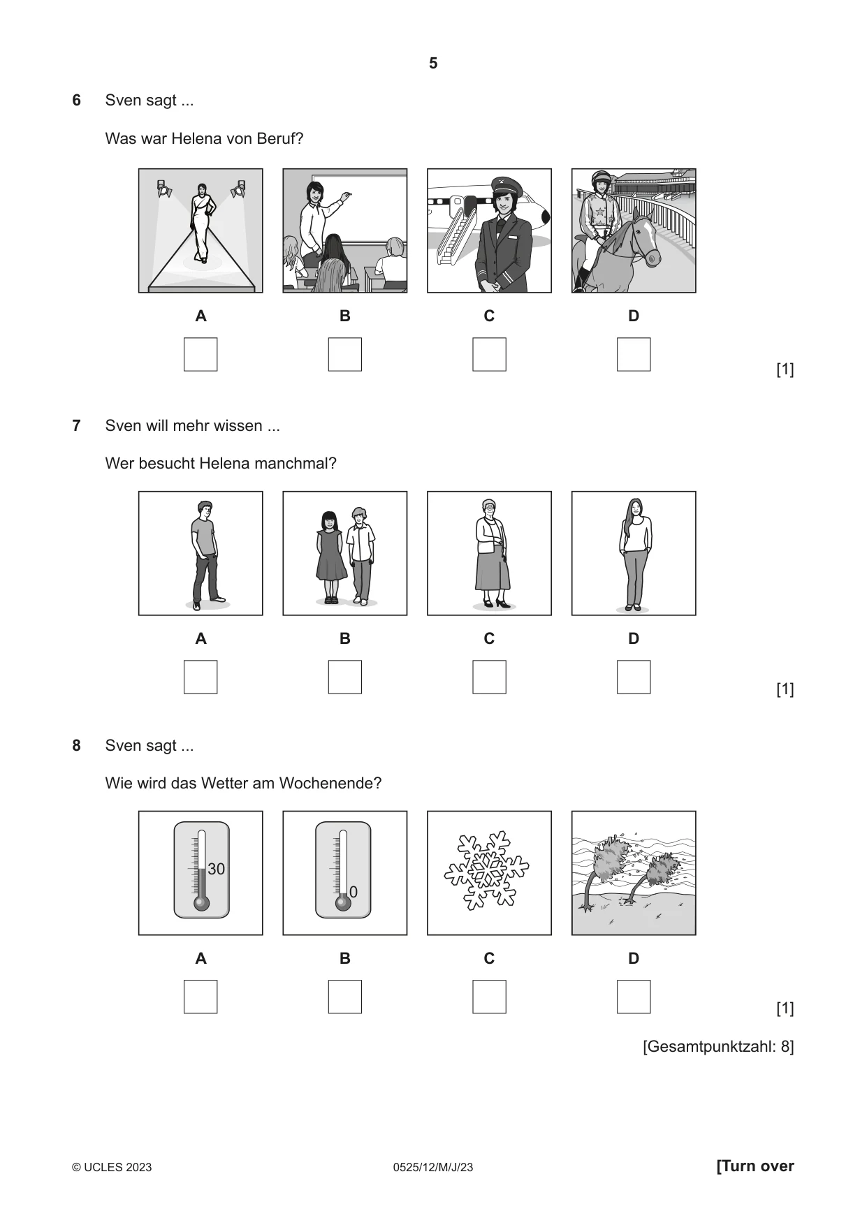 Cambridge IGCSE German - Foreign Language 0525 2023 May/June Paper 1 · Variant 2 question paper, page 5 of 16