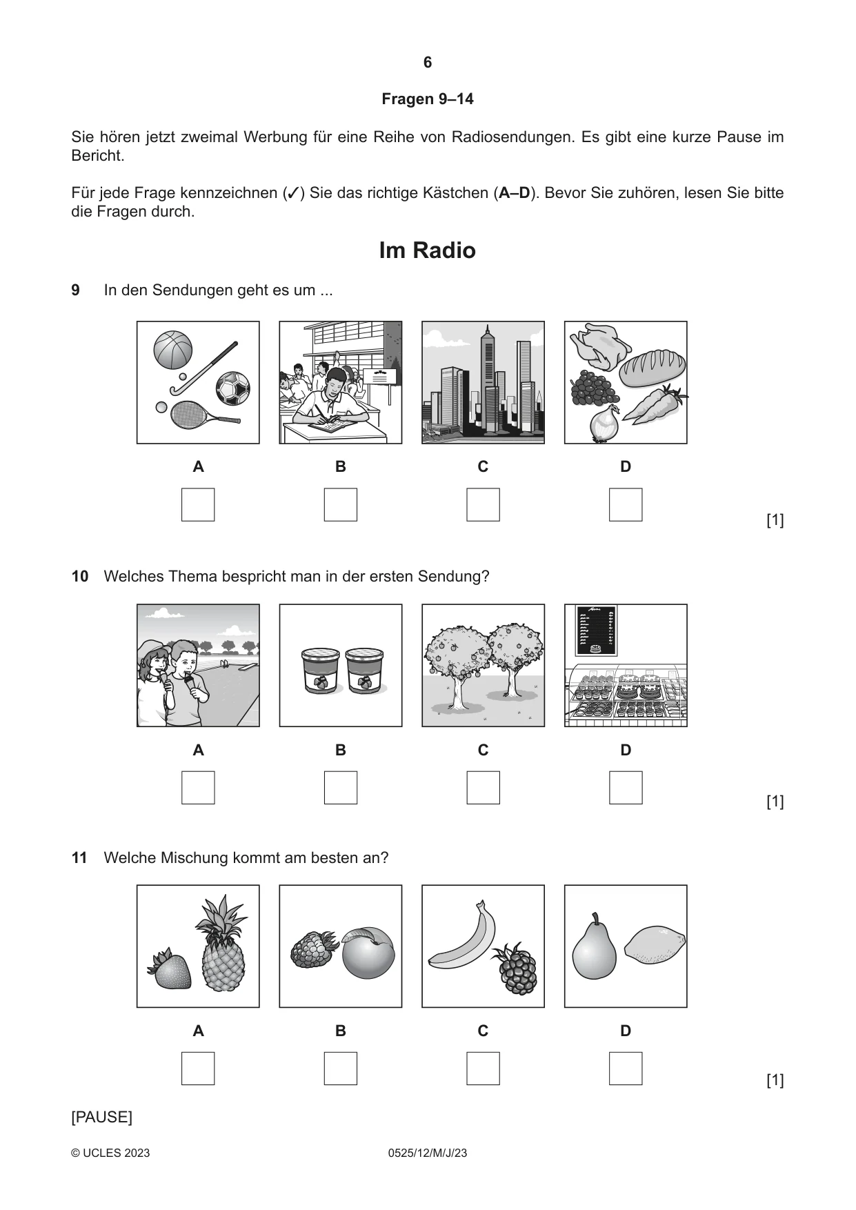 Cambridge IGCSE German - Foreign Language 0525 2023 May/June Paper 1 · Variant 2 question paper, page 6 of 16
