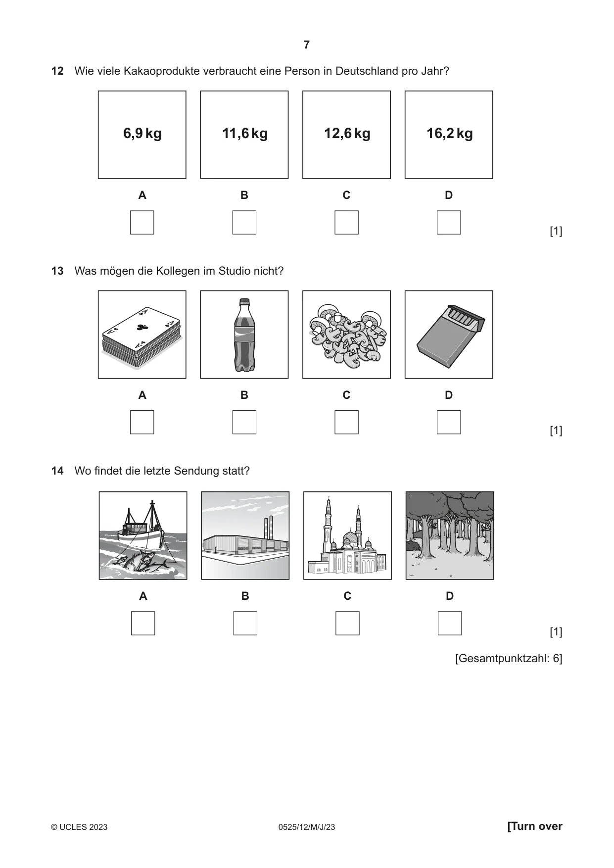 Cambridge IGCSE German - Foreign Language 0525 2023 May/June Paper 1 · Variant 2 question paper, page 7 of 16