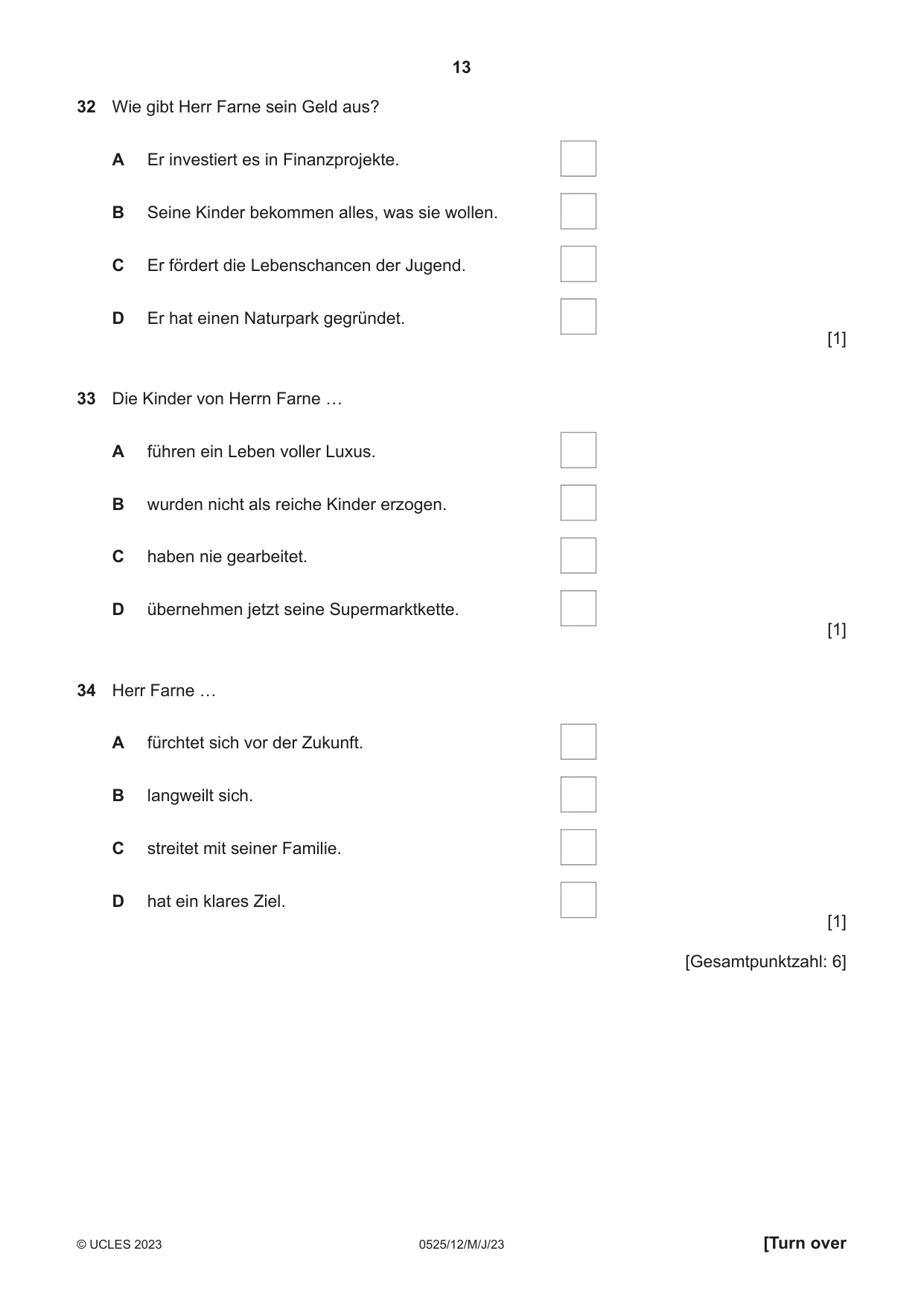 Cambridge IGCSE German - Foreign Language 0525 2023 May/June Paper 1 · Variant 2 question paper, page 13 of 16
