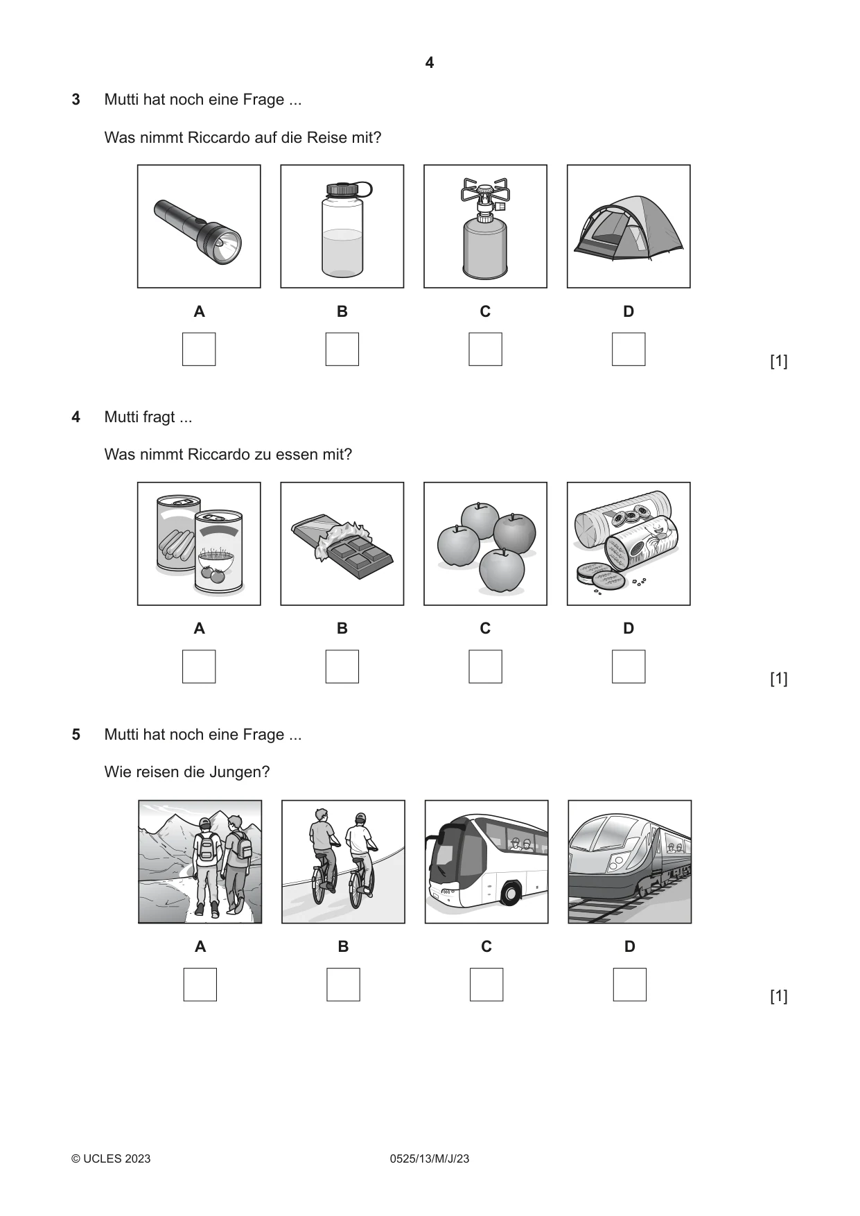 Cambridge IGCSE German - Foreign Language 0525 2023 May/June Paper 1 · Variant 3 question paper, page 4 of 16