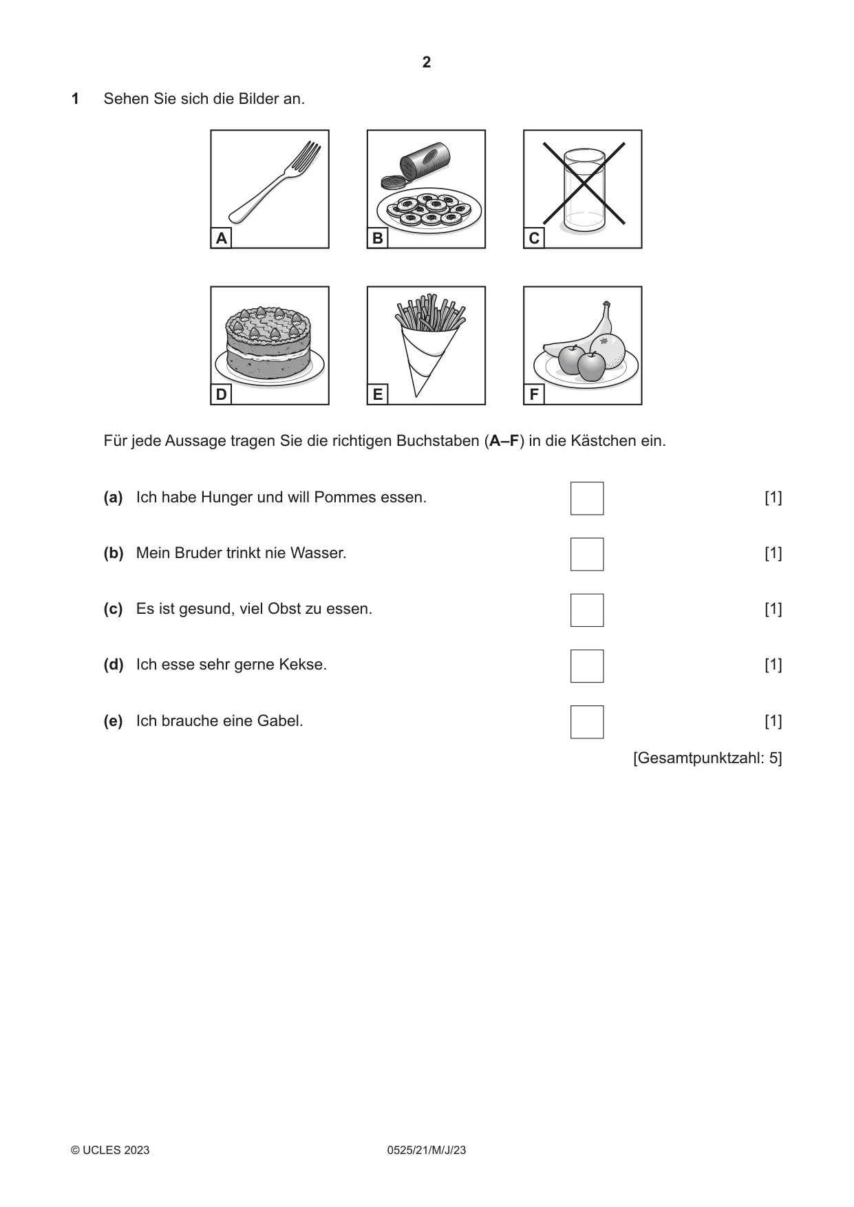 Cambridge IGCSE German - Foreign Language 0525 2023 May/June Paper 2 · Variant 1 question paper, page 2 of 12