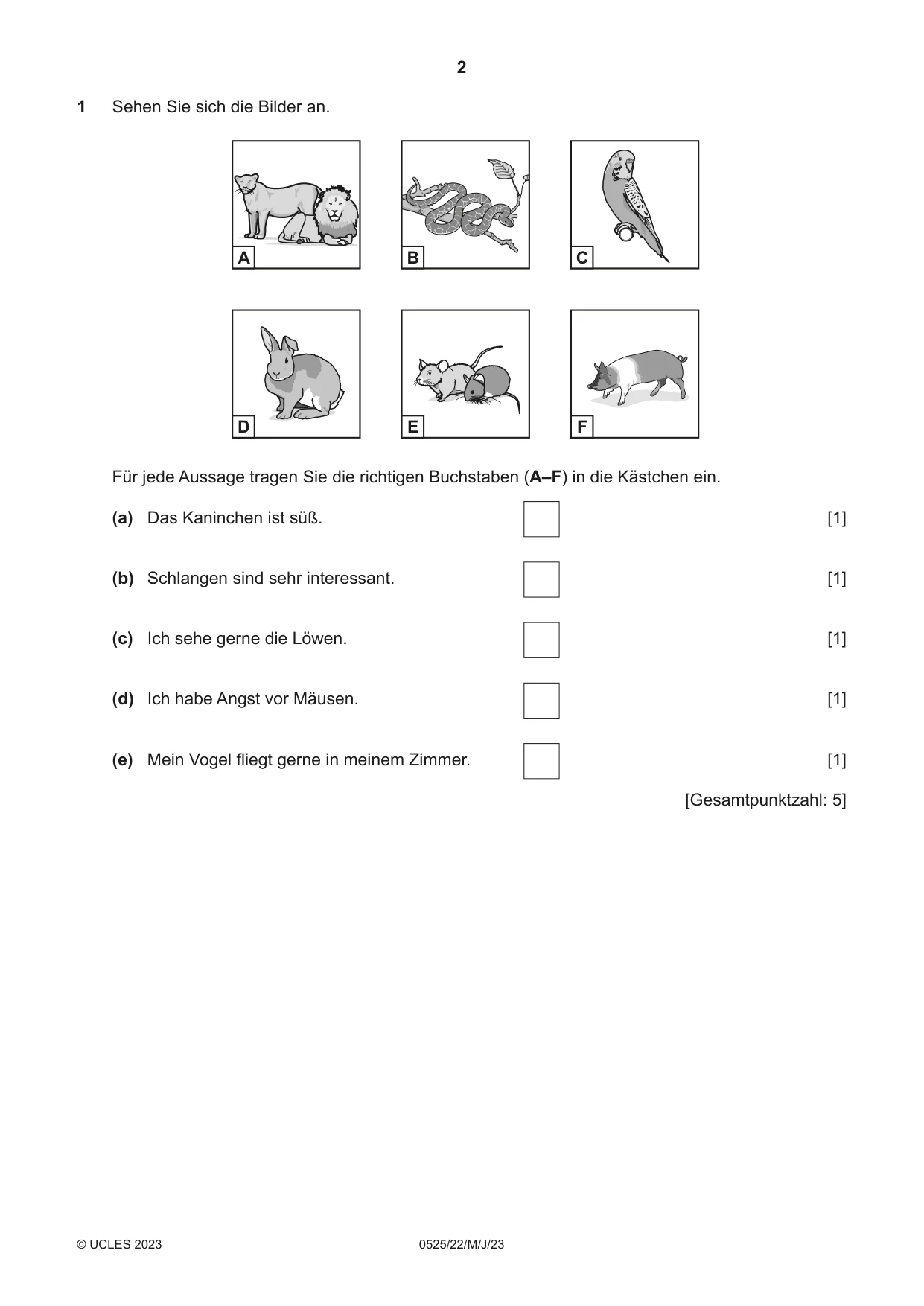 Cambridge IGCSE German - Foreign Language 0525 2023 May/June Paper 2 · Variant 2 question paper, page 2 of 12