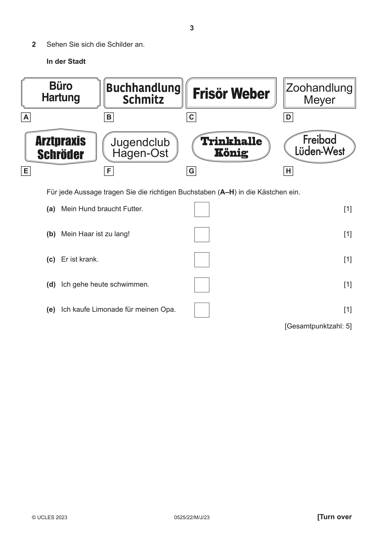 Cambridge IGCSE German - Foreign Language 0525 2023 May/June Paper 2 · Variant 2 question paper, page 3 of 12