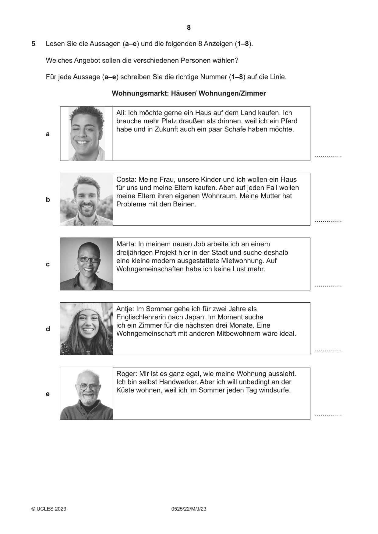 Cambridge IGCSE German - Foreign Language 0525 2023 May/June Paper 2 · Variant 2 question paper, page 8 of 12