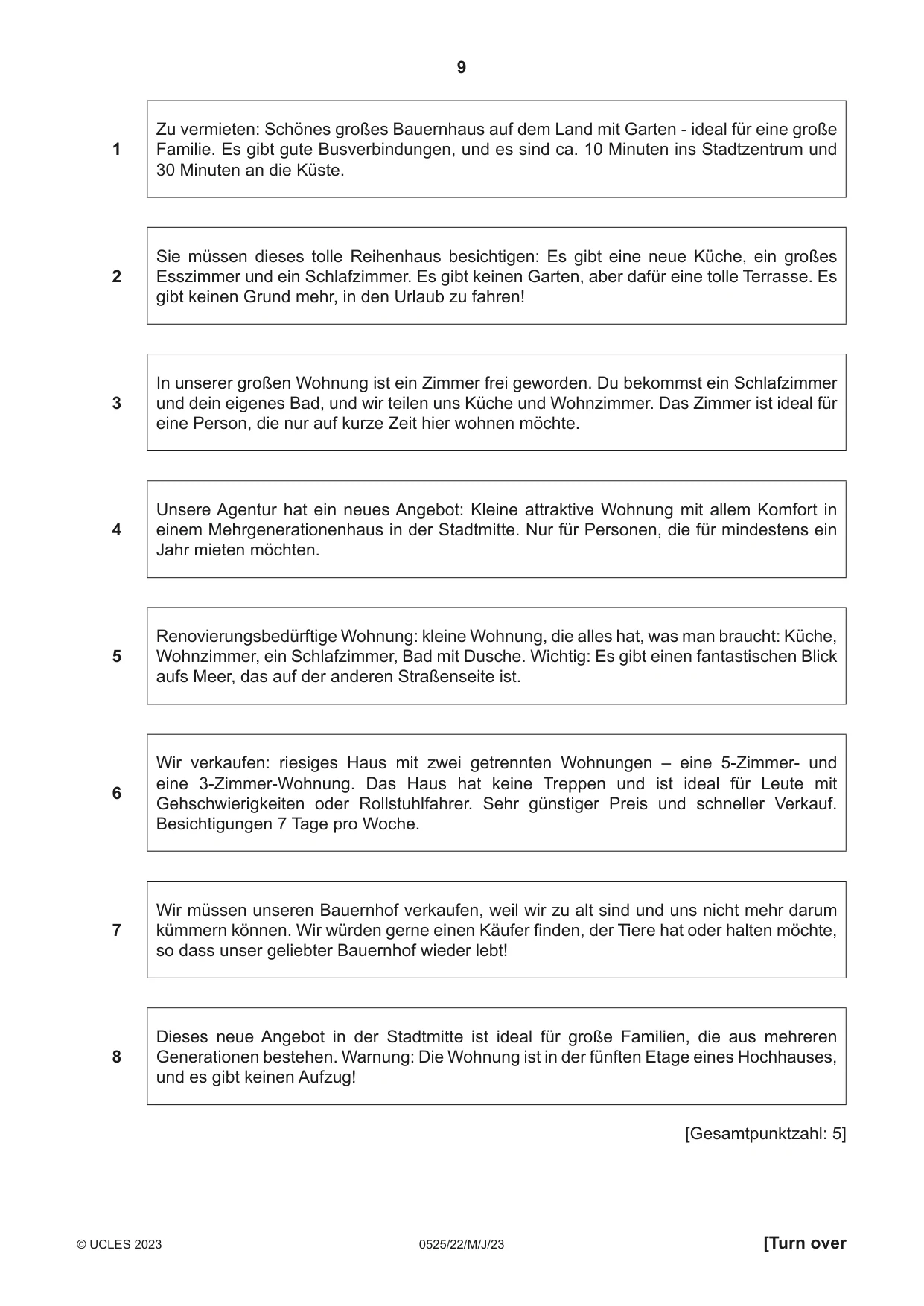 Cambridge IGCSE German - Foreign Language 0525 2023 May/June Paper 2 · Variant 2 question paper, page 9 of 12