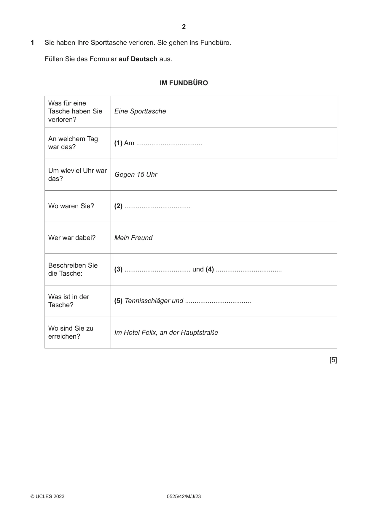 Cambridge IGCSE German - Foreign Language 0525 2023 May/June Paper 4 · Variant 2 question paper, page 2 of 8