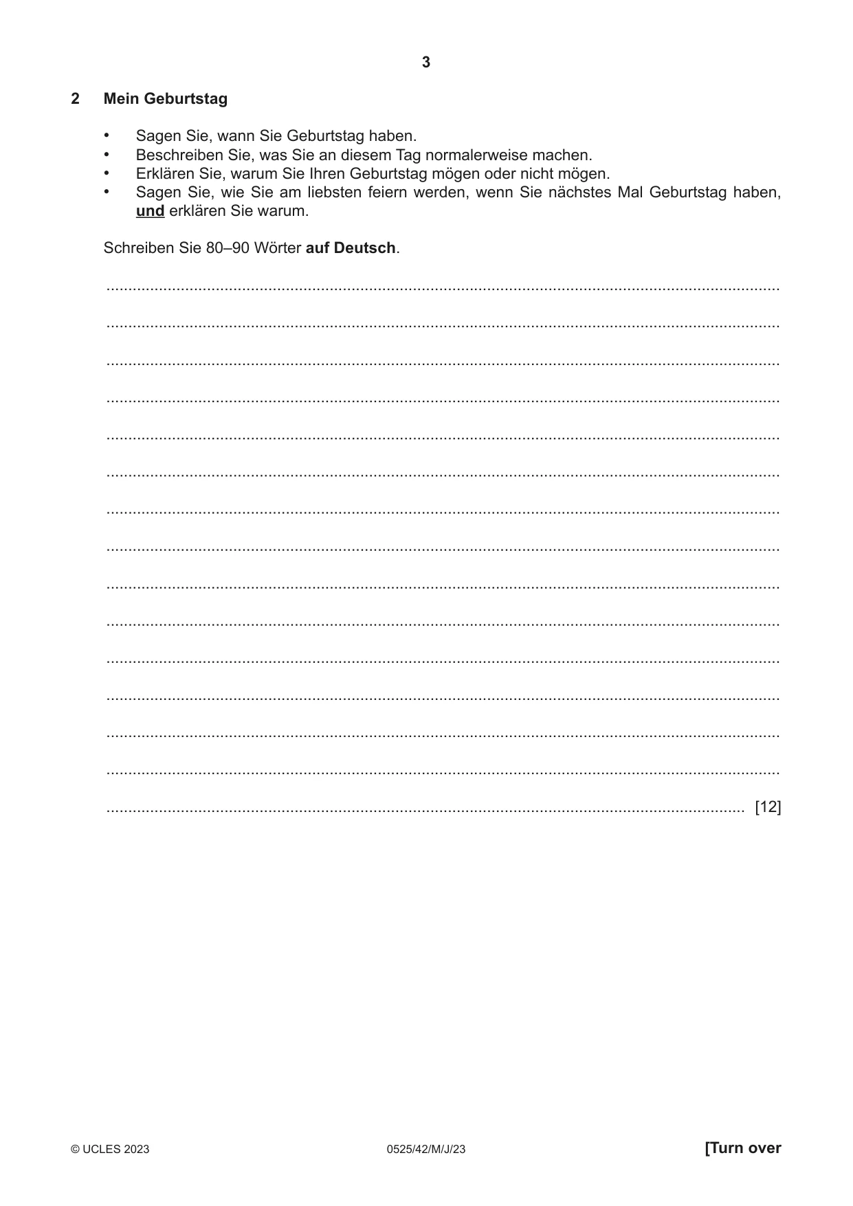 Cambridge IGCSE German - Foreign Language 0525 2023 May/June Paper 4 · Variant 2 question paper, page 3 of 8