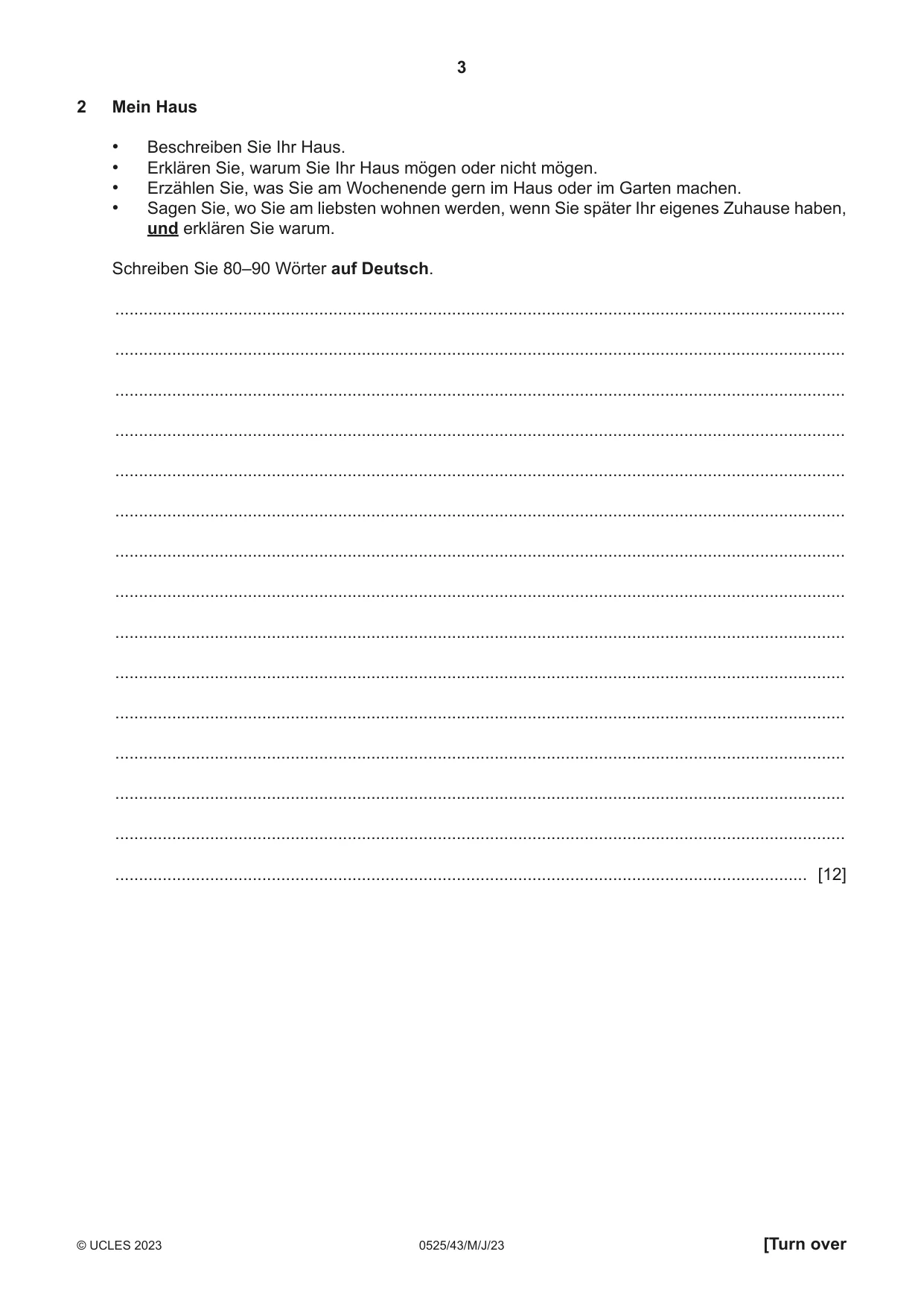 Cambridge IGCSE German - Foreign Language 0525 2023 May/June Paper 4 · Variant 3 question paper, page 3 of 8