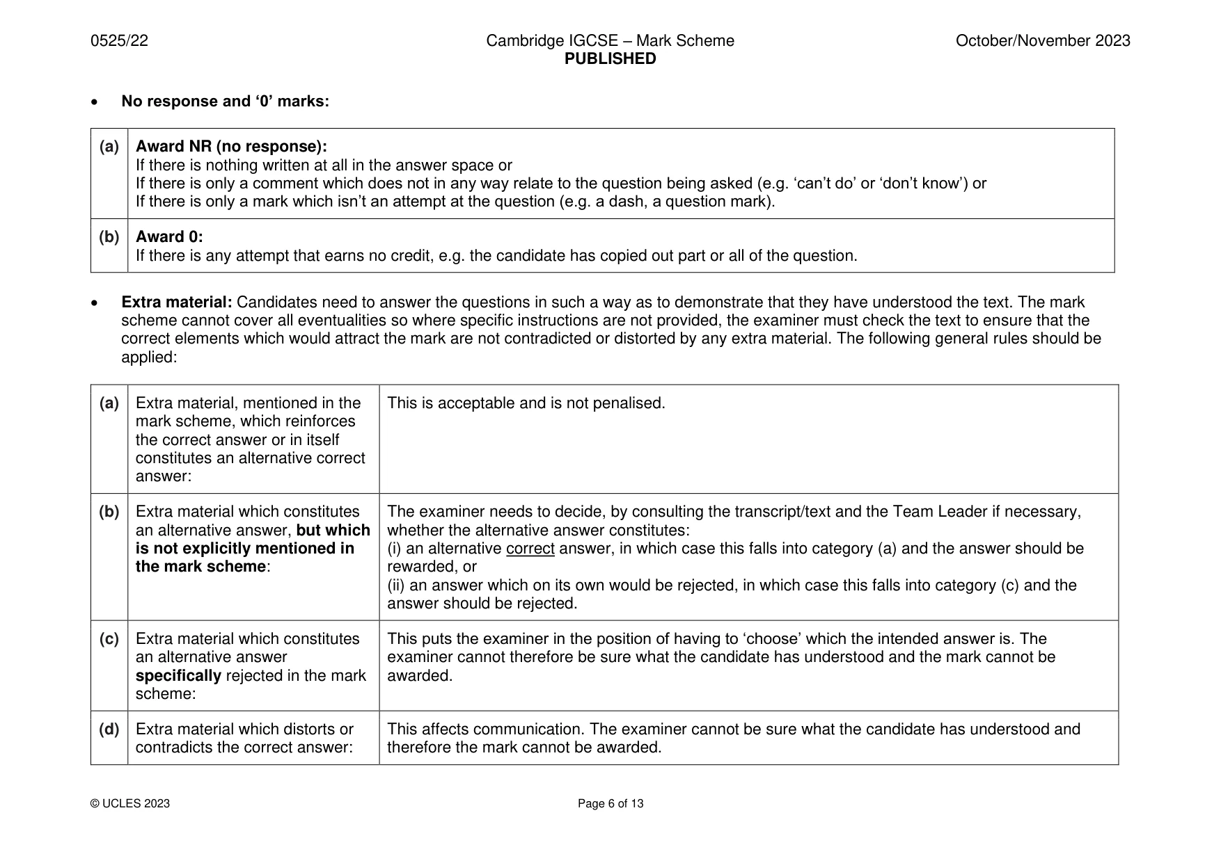 Mark scheme, page 6 of 13