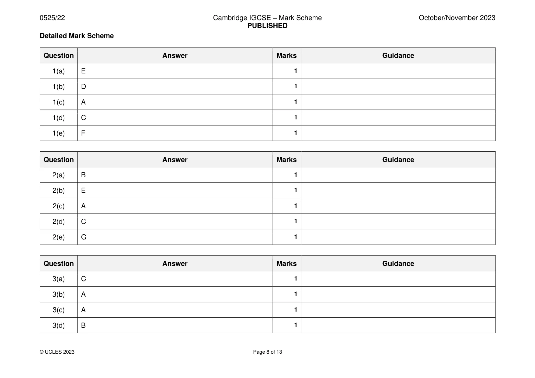 Mark scheme, page 8 of 13