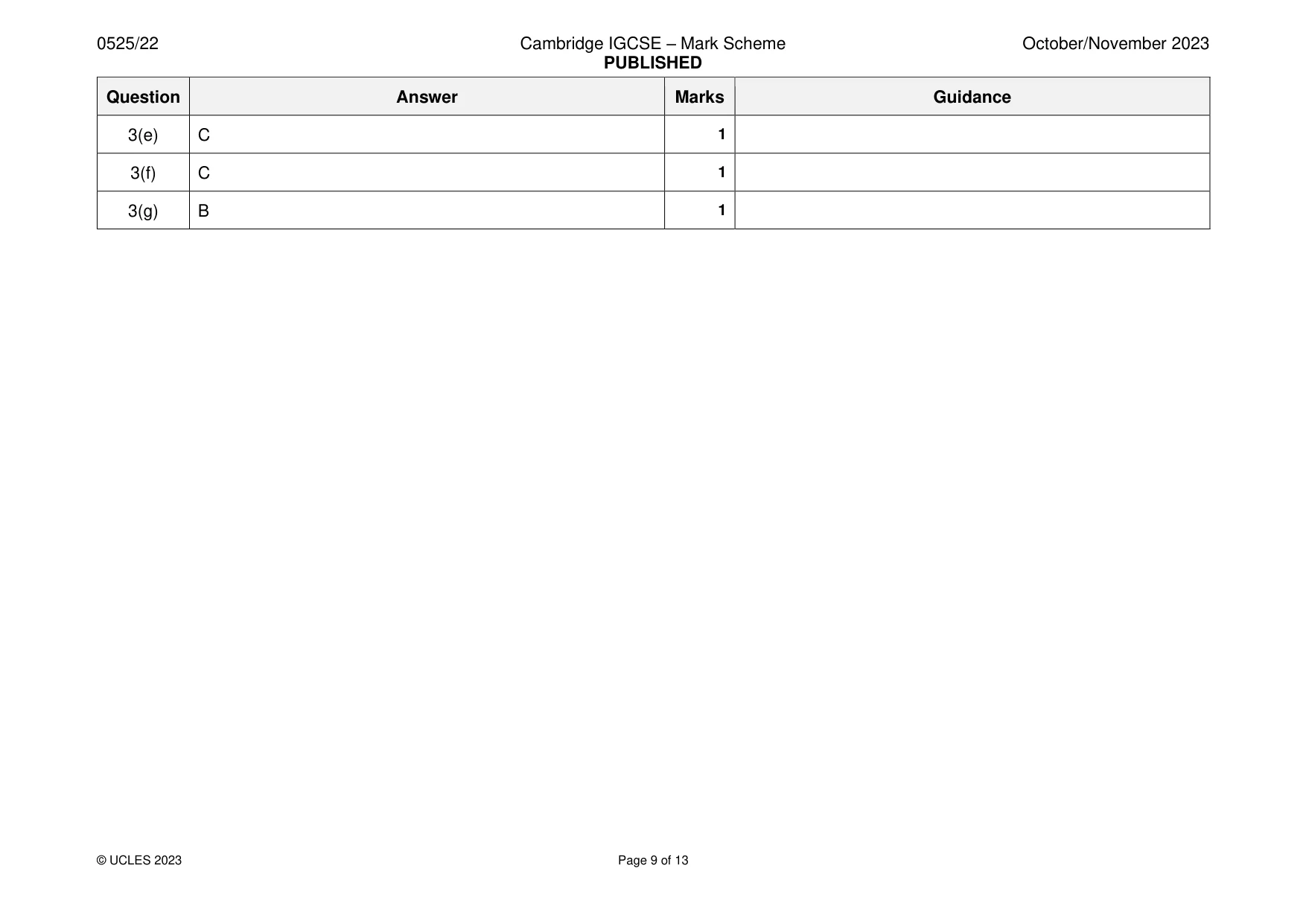 Mark scheme, page 9 of 13