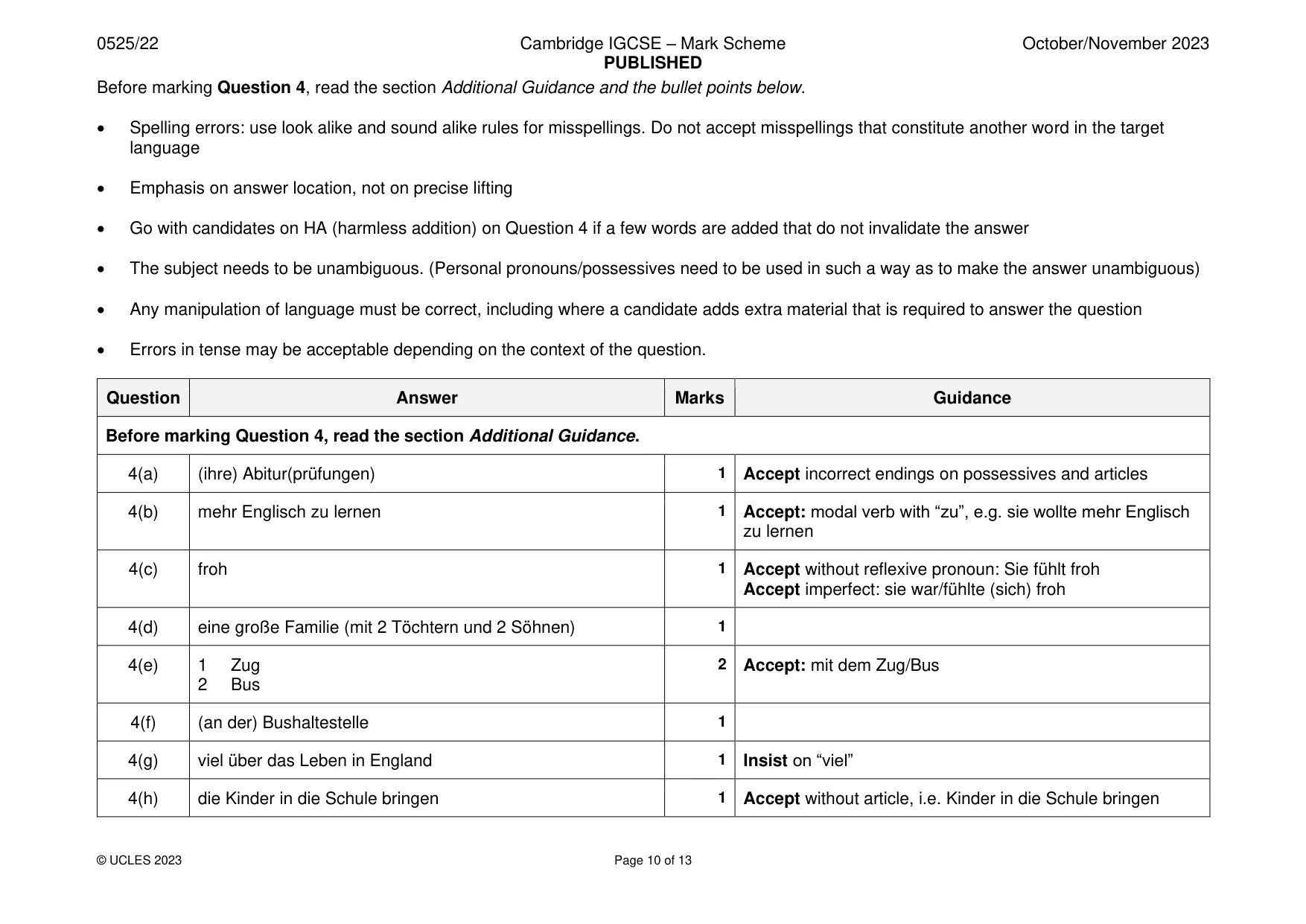 Mark scheme, page 10 of 13