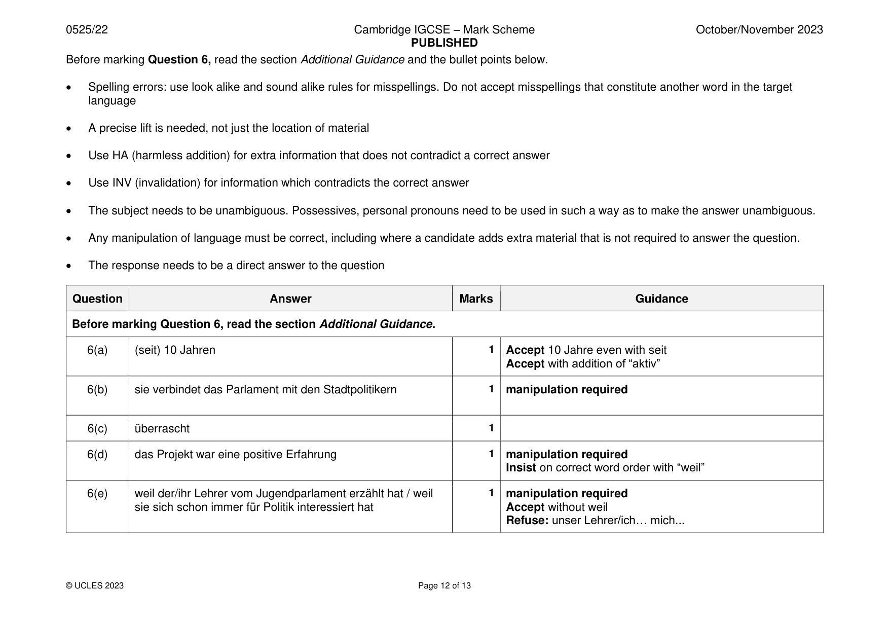 Mark scheme, page 12 of 13