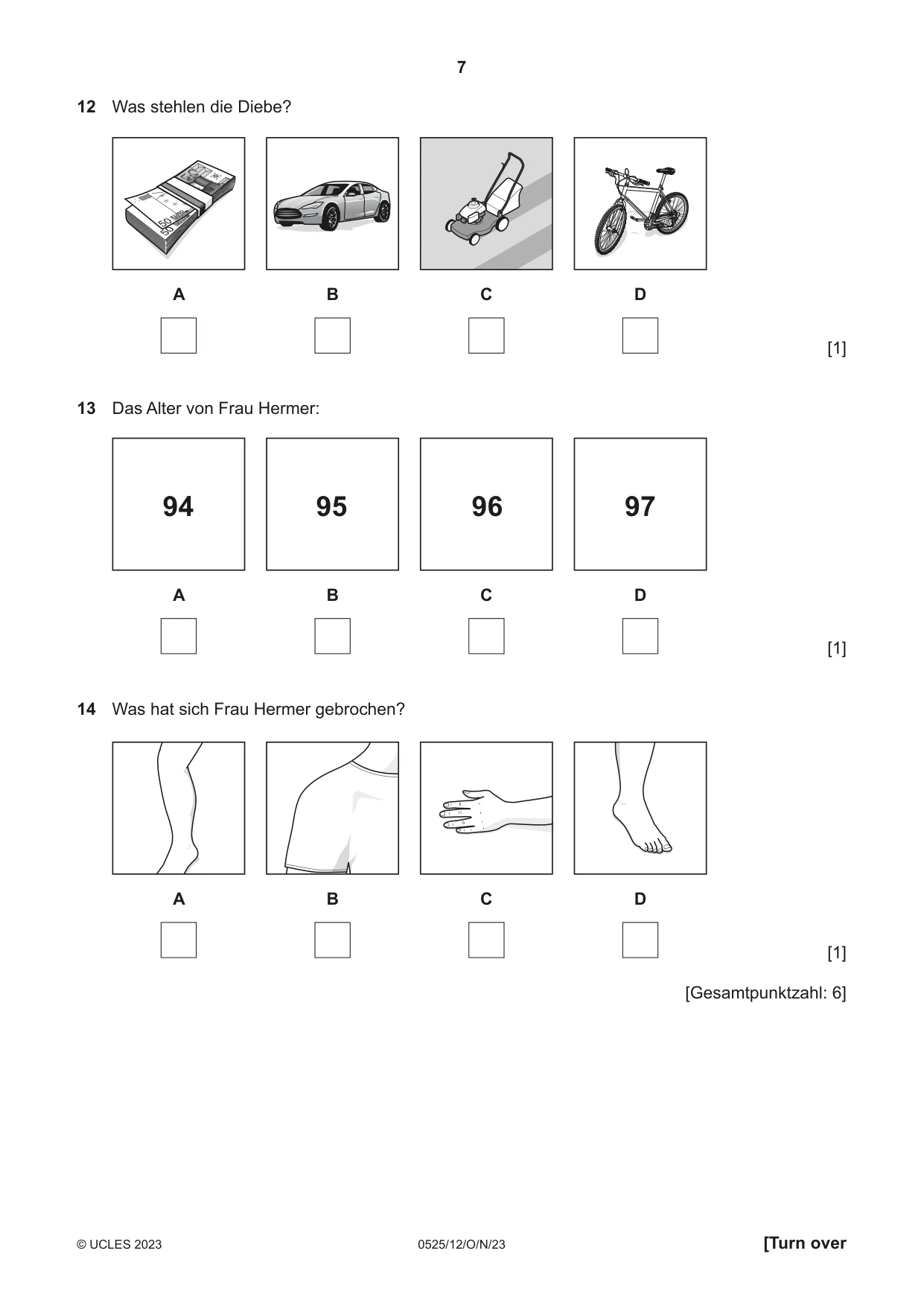 Cambridge IGCSE German - Foreign Language 0525 2023 Oct/Nov Paper 1 · Variant 2 question paper, page 7 of 16