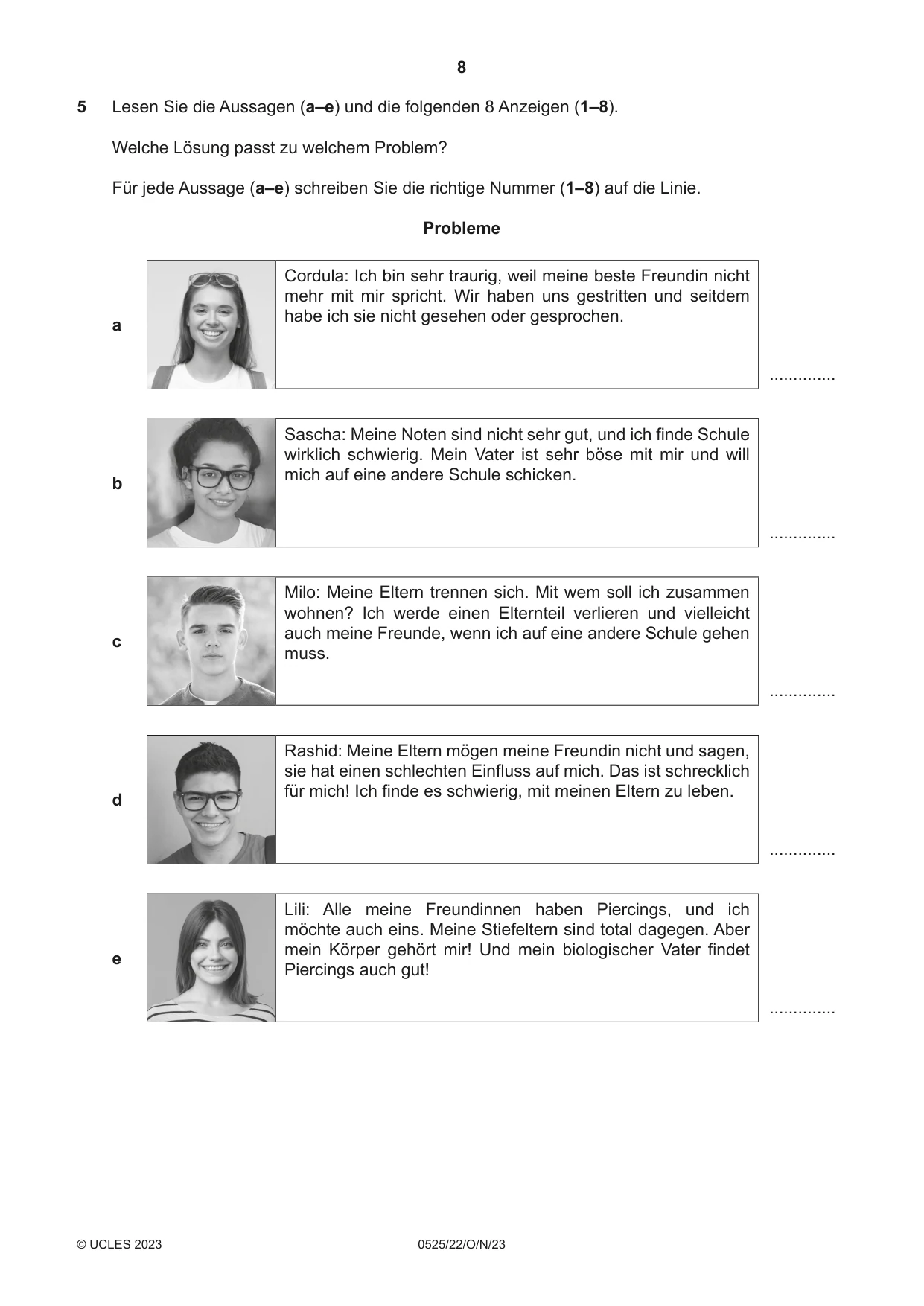 Cambridge IGCSE German - Foreign Language 0525 2023 Oct/Nov Paper 2 · Variant 2 question paper, page 8 of 12