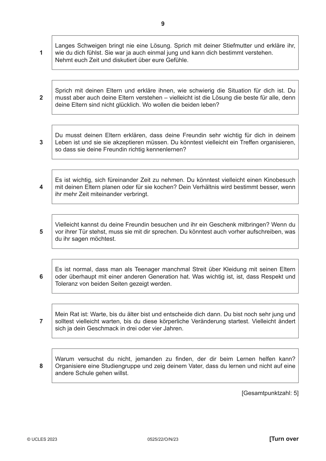 Cambridge IGCSE German - Foreign Language 0525 2023 Oct/Nov Paper 2 · Variant 2 question paper, page 9 of 12