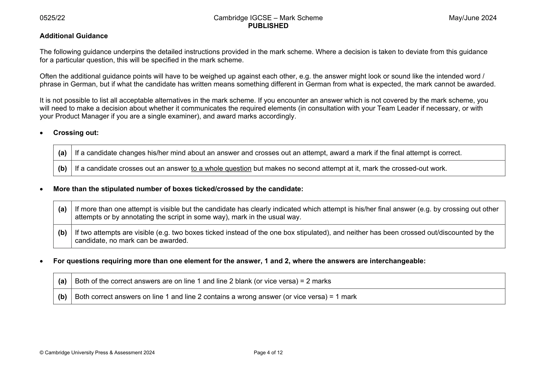 Mark scheme, page 4 of 12